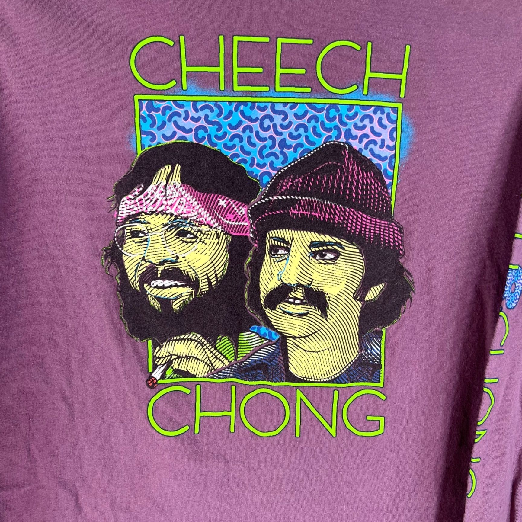 Vintage Cheech Chong Long Sleeve Hit Adult Size M Purple Graphic Tee Size US M / EU 48-50 / 2 - 2 Thumbnail