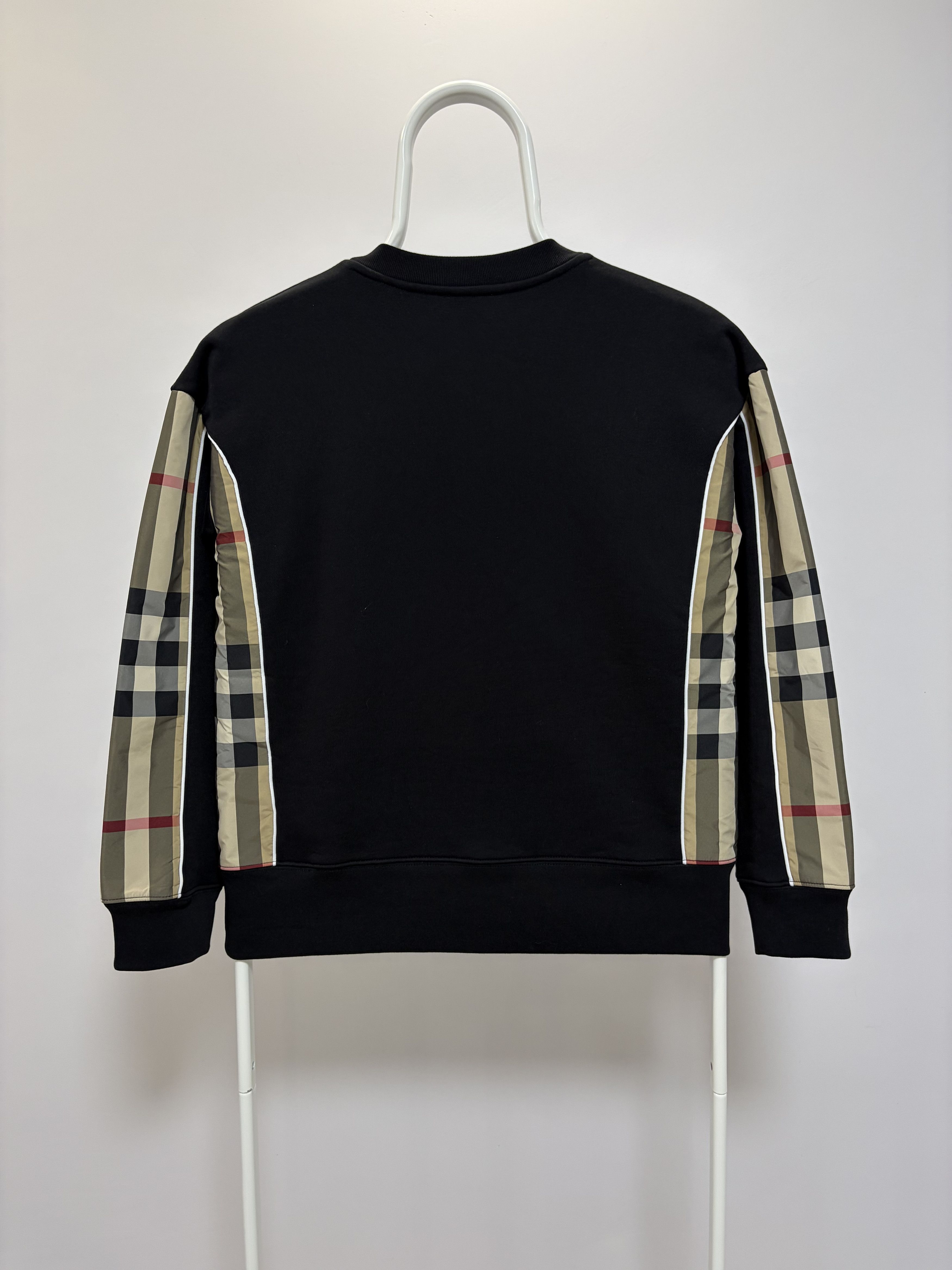 Burberry BURBERRY Sweatshirt Check Panel Cotton Nova Crewneck Black Size S / US 4 / IT 40 - 12 Thumbnail