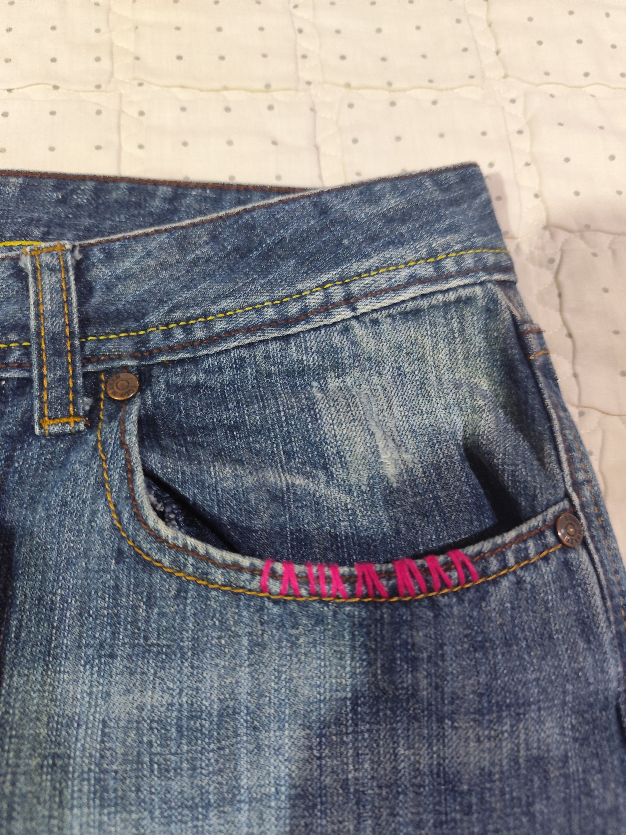 Japanese Brand Vintage Bodymaker Loose Washed Denim J018 Size 31" - 5 Thumbnail