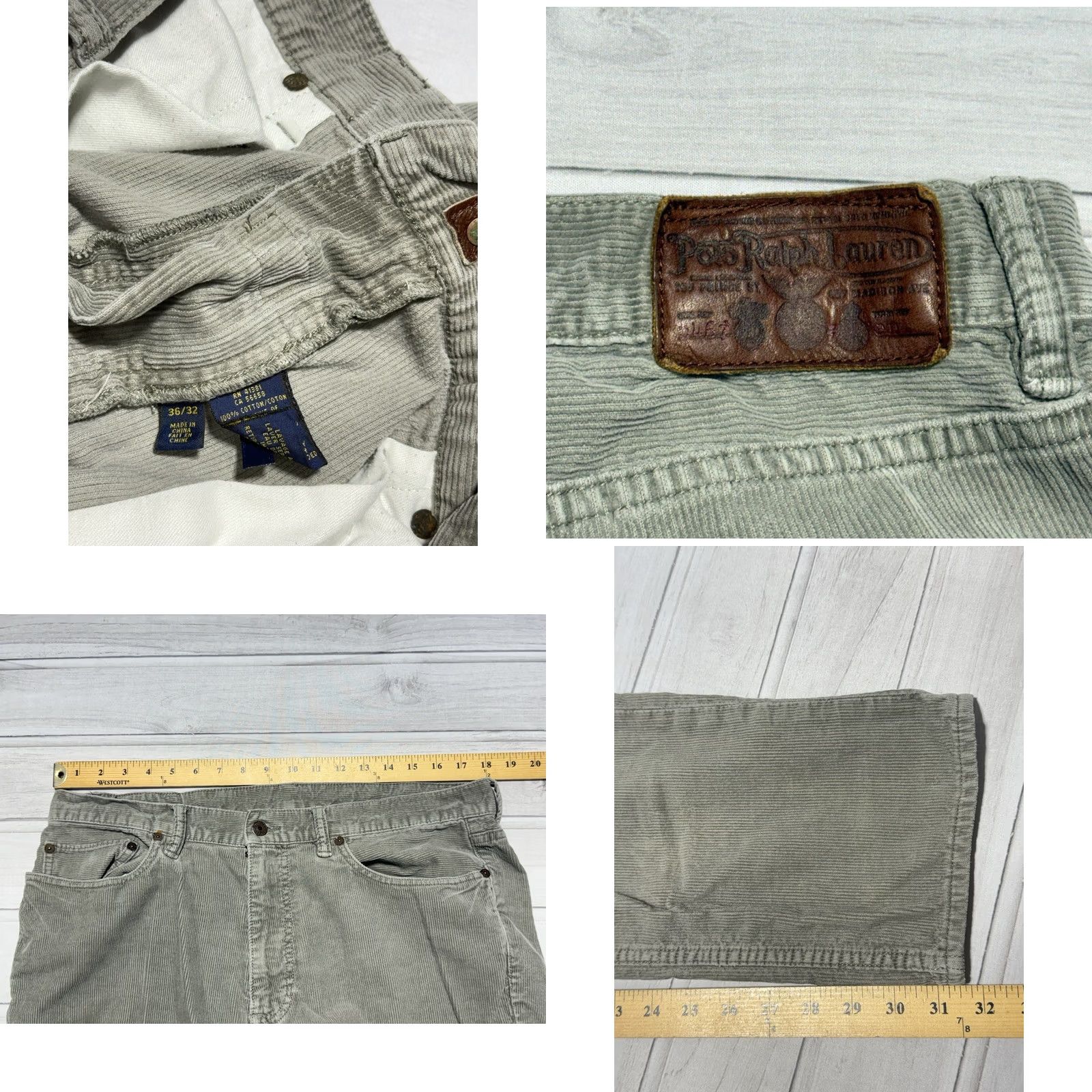 Polo Ralph Lauren Polo Ralph Lauren VTG Corduroy Pants Mens 36x32 Gray Straight Classic 650 Mid Rise Khakis 5-Pocket Denim Cotton Trousers Size US M / EU 48-50 / 2 - 8 Thumbnail