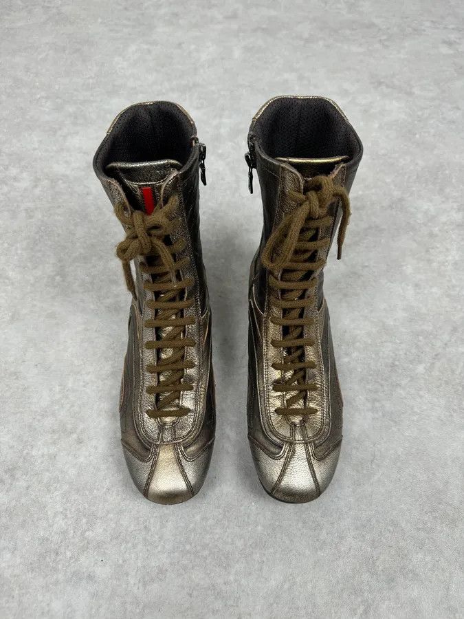 Prada 2000s Prada Golden Boxer Leather Ankle Boots Size US 7 / IT 37 - 2 Thumbnail