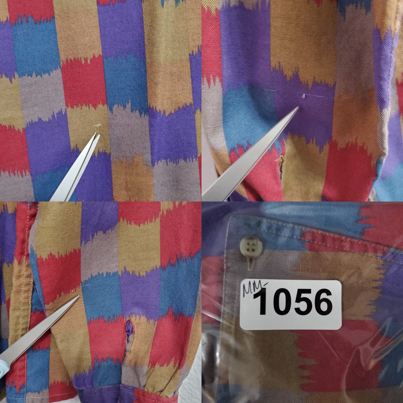 Diane von Furstenberg VINTAGE Diane von Furstenberg Top Womens 10 Geo Print Asymmetric Button Front Shirt FLAW Size L / US 10 / IT 46 - 9 Thumbnail