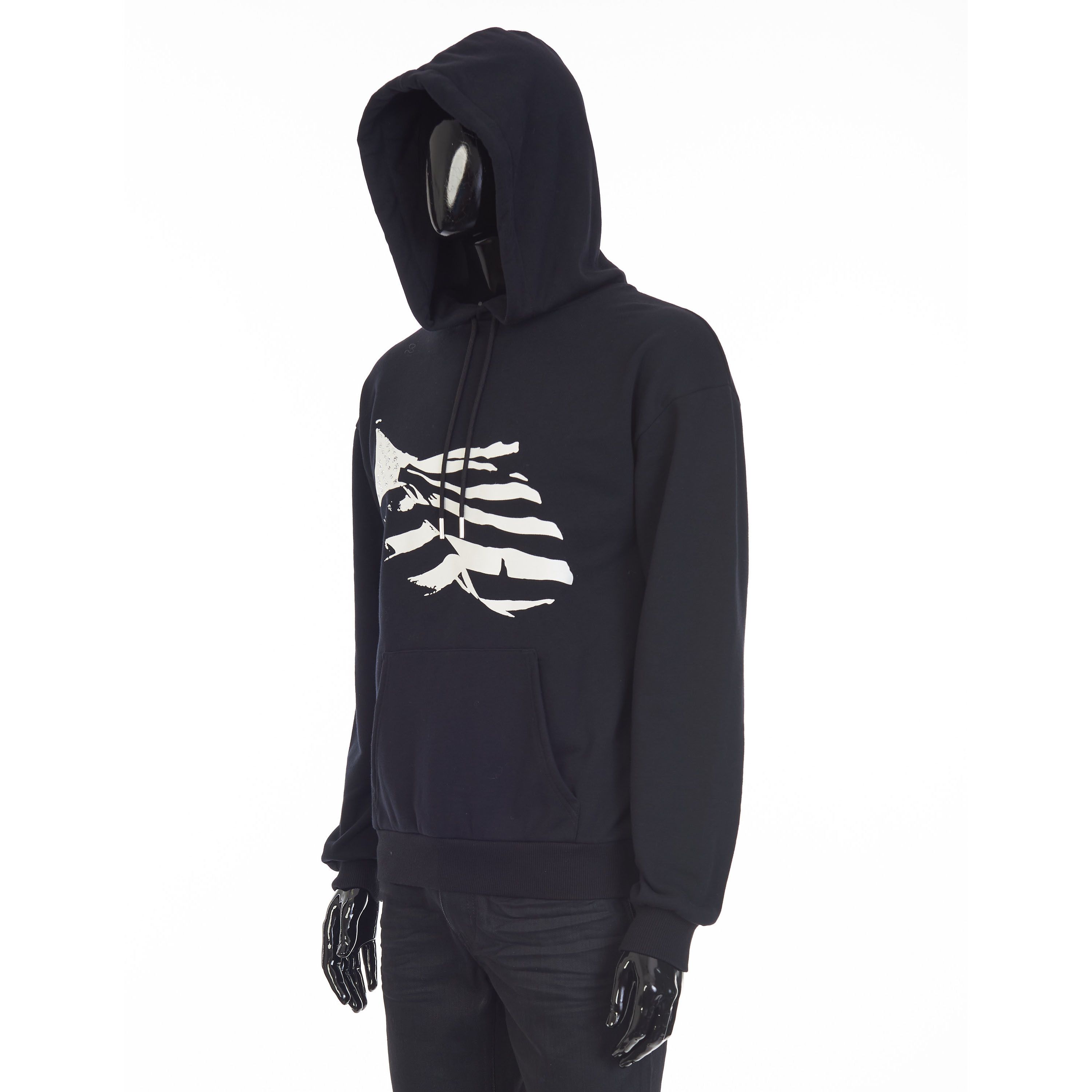 Celine Black Hoodie Sweatshirt - Flag Print, Rhinestone Embroidery Size US S / EU 44-46 / 1 - 9 Thumbnail