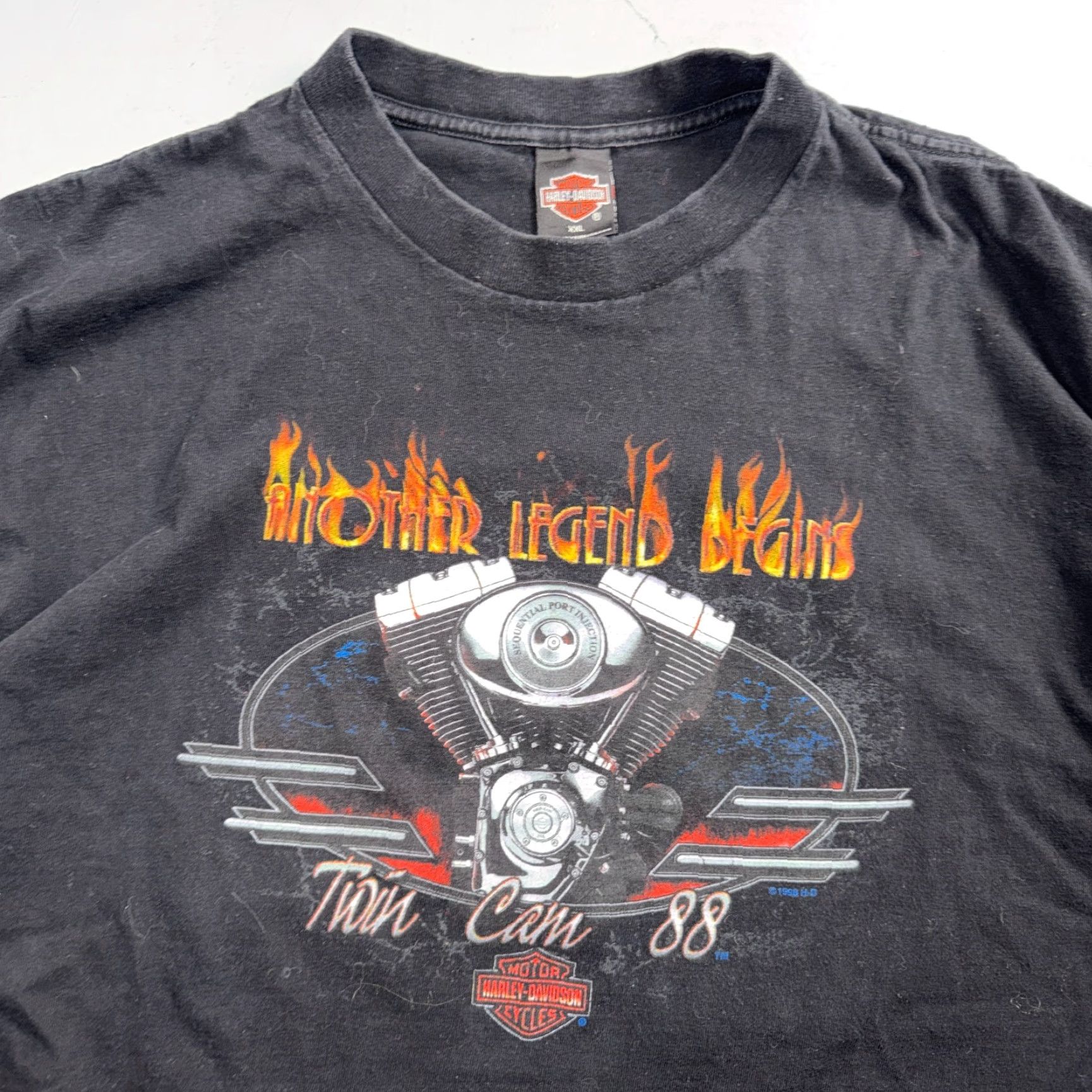 Harley Davidson Harley-Davidson T-Shirt Vintage Black 2XL Washington Graphic Tee Mens 70s 80s Motorcycle Logo Double-Sided Short Sleeve Knit Cotton Size US XXL / EU 58 / 5 - 2 Thumbnail