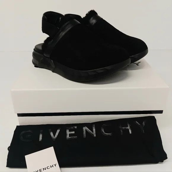 Givenchy Givenchy Marshmallow Hoya Shearling-Lined Suede Mules - EU44 Size US 11 / EU 44 - 1 Thumbnail