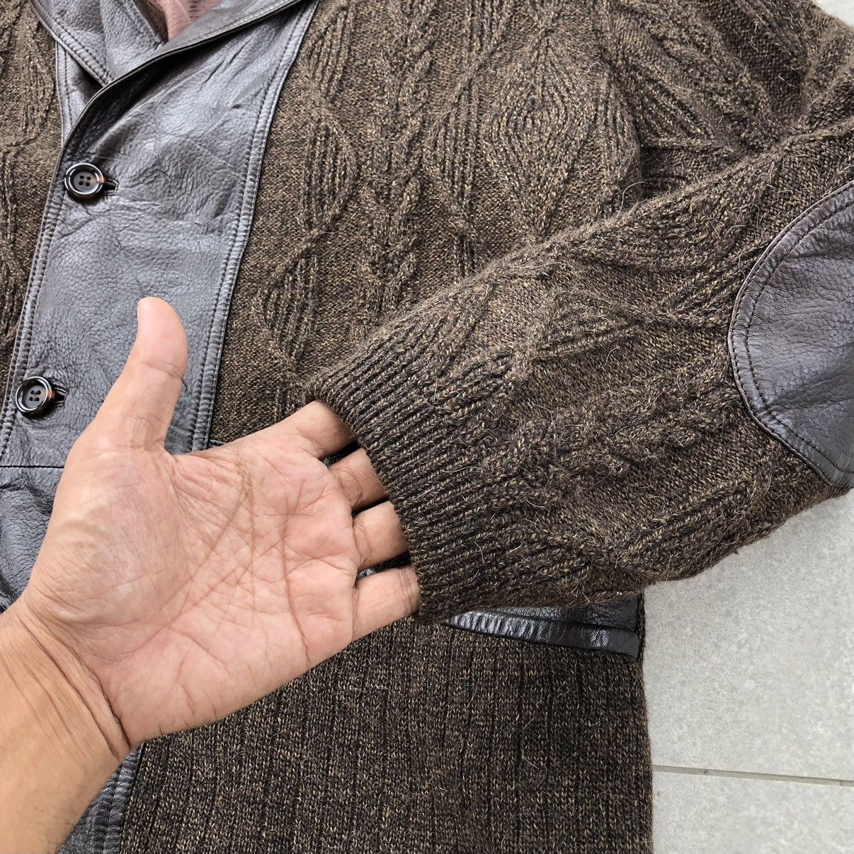 Torras Vintage TORRAS Knitted Mix Leather Paneling Parka Jacket Size US L / EU 52-54 / 3 - 7 Thumbnail