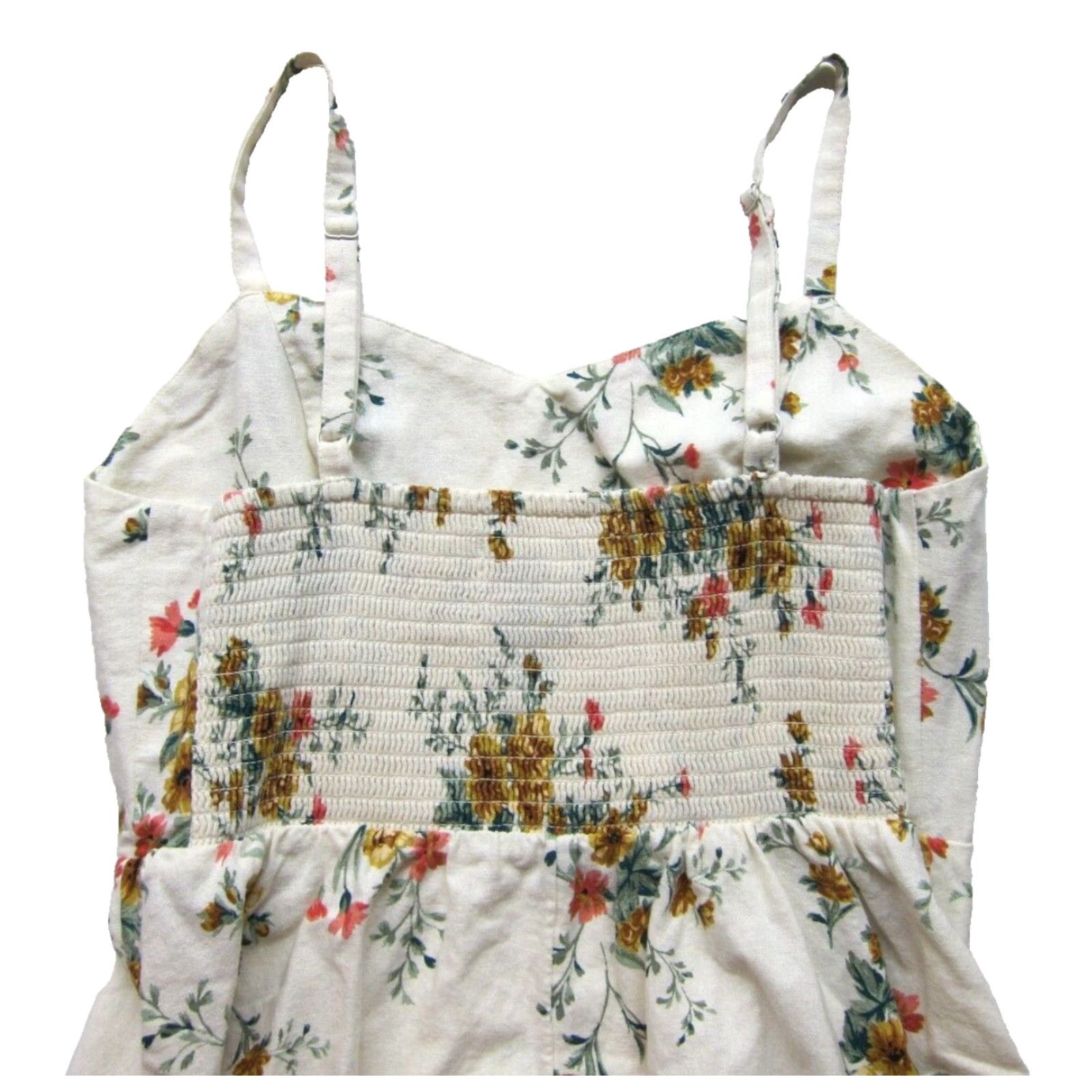 Old Navy Old Navy Dress Adult Medium Ivory Linen Floral Cami Tank Slip Sun Womens Size M / US 6-8 / IT 42-44 - 5 Thumbnail