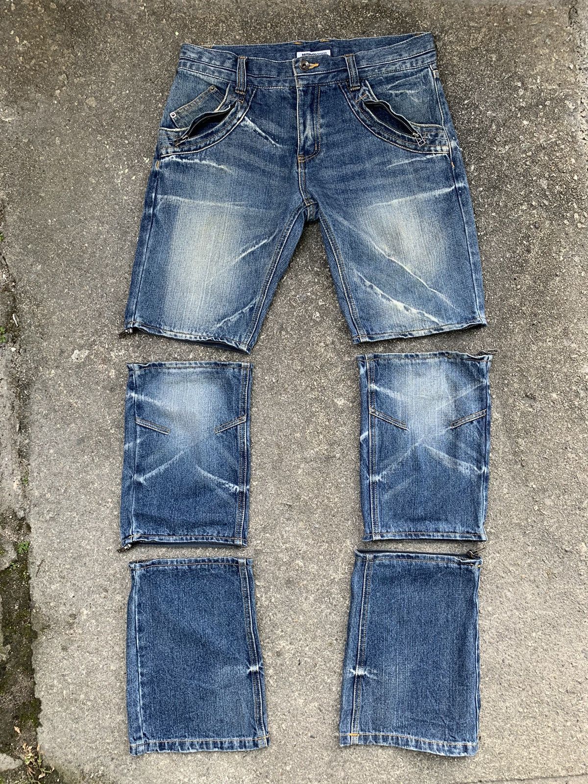 Japanese Brand Rare…Sementic Design 3 Way Lenght Zipper Punk Flared Pants Size US 33 - 2 Thumbnail