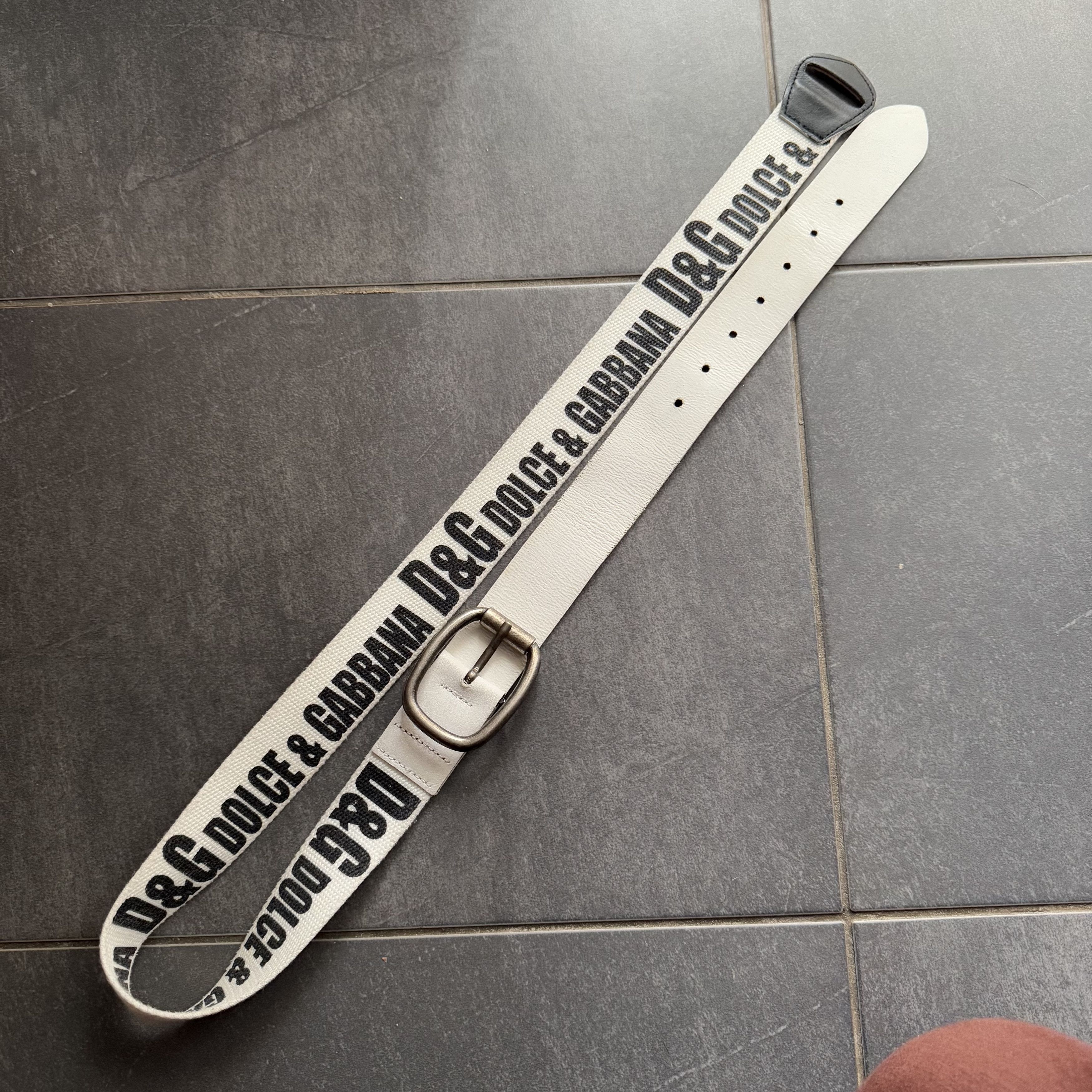 Dolce & Gabbana Dolce Gabbana white black nylon leather belt Vintage Monogra Size ONE SIZE - 2 Thumbnail