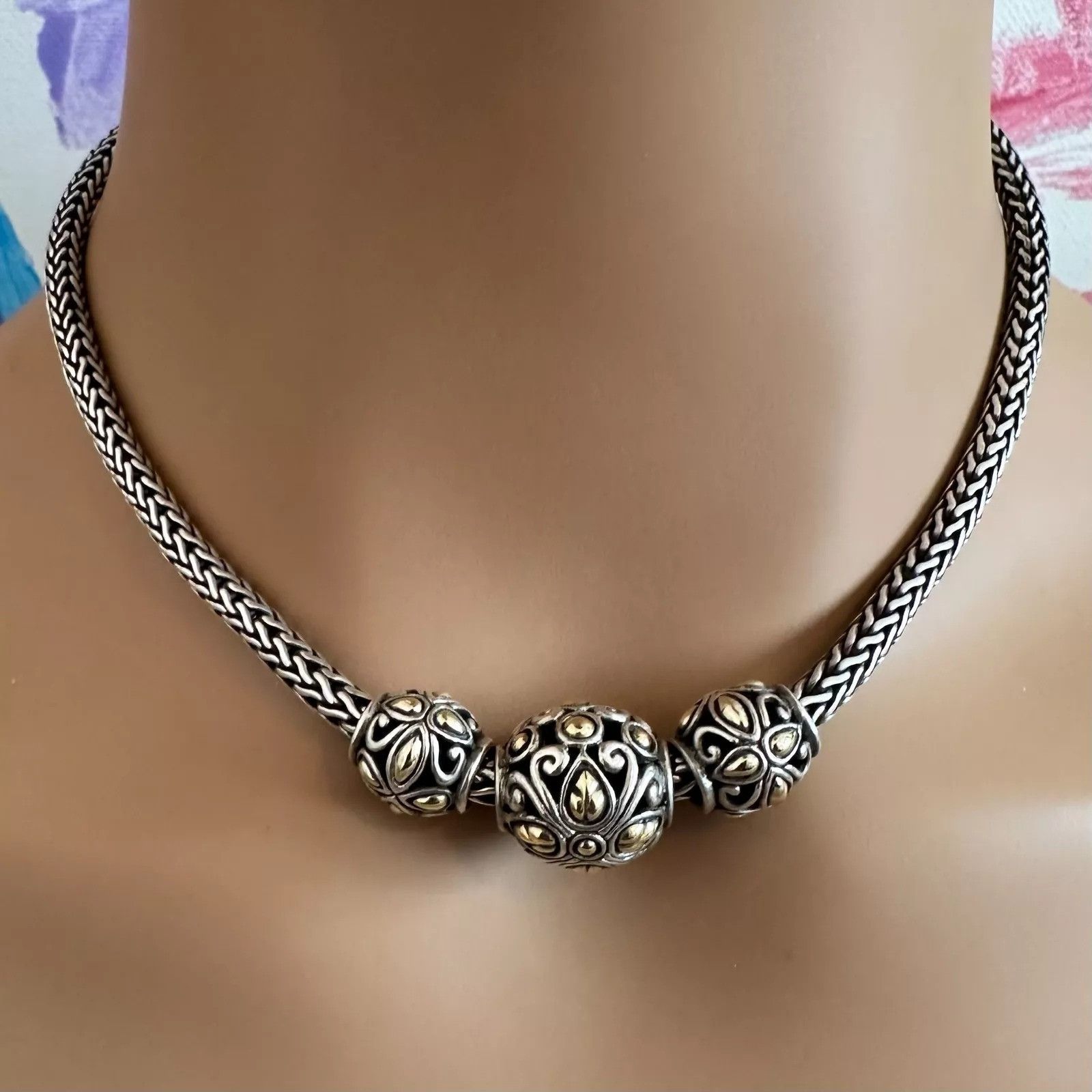 Other Silver Yellow Gold Jaisalmer Wheat Dot 3 Ball Necklace Size ONE SIZE - 6 Thumbnail
