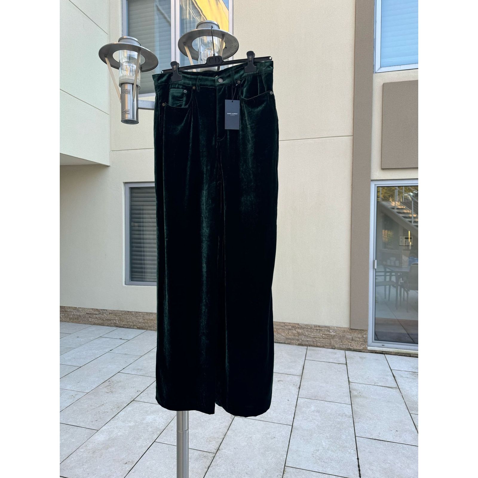 Saint Laurent Paris o1rshd1 Wide Leg Velvet / Velour Pants in Dark Forest Green Size US 34 / EU 50 - 5 Thumbnail