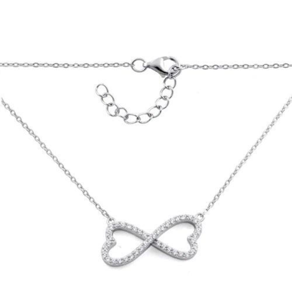 Other Sterling Silver Infinity Heart CZ 17” Necklace New Size ONE SIZE - 3 Thumbnail