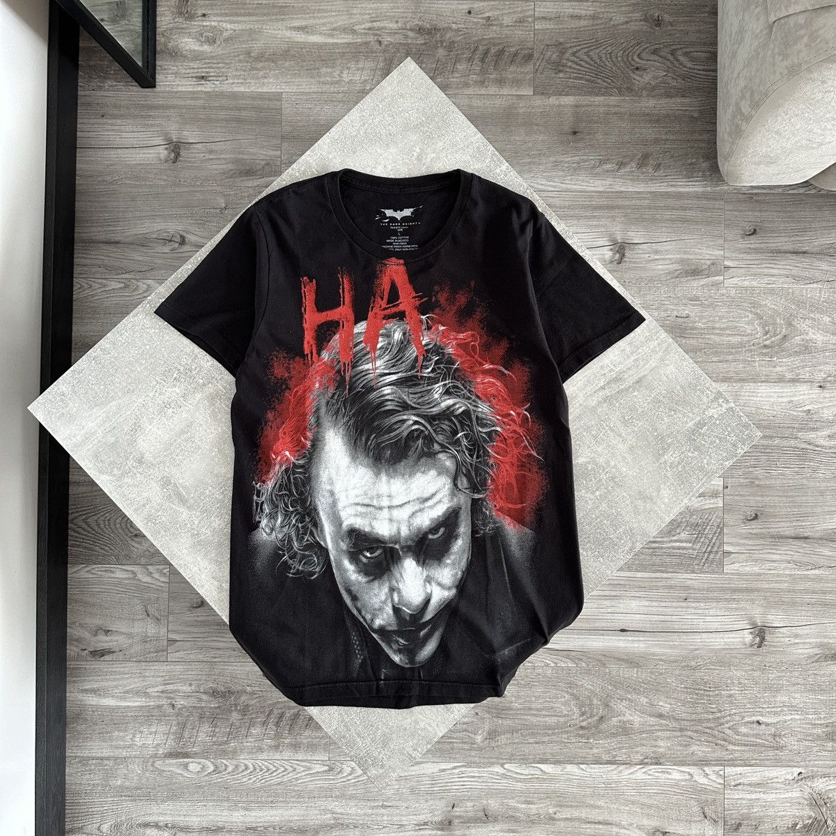 Vintage 00s Joker Dark Knight DC Comics y2k tee aop marvel