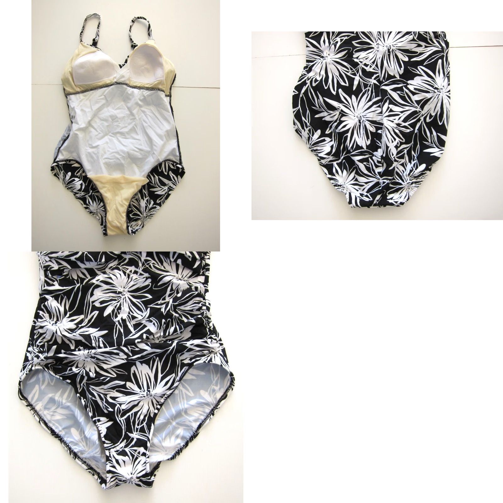 Croft & Barrow Croft & Barrow Black White Floral Slimming Built In Bra One Piece Swimsuit 12 Size ONE SIZE - 8 Thumbnail