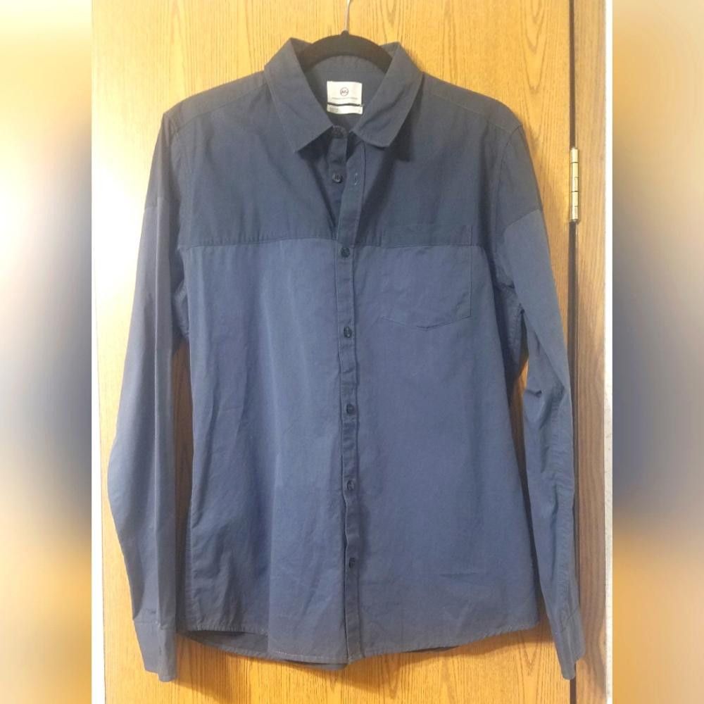 AG Adriano Goldschmied Adriano Goldschmied Slim Fit Navy Blue Shirt Size Large Size US L / EU 52-54 / 3 - 1 Thumbnail
