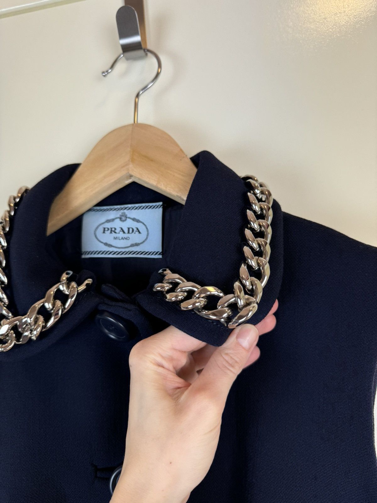 Prada Prada Wool blue midi dress gown evening casual chain collar Size M / US 6-8 / IT 42-44 - 11 Thumbnail