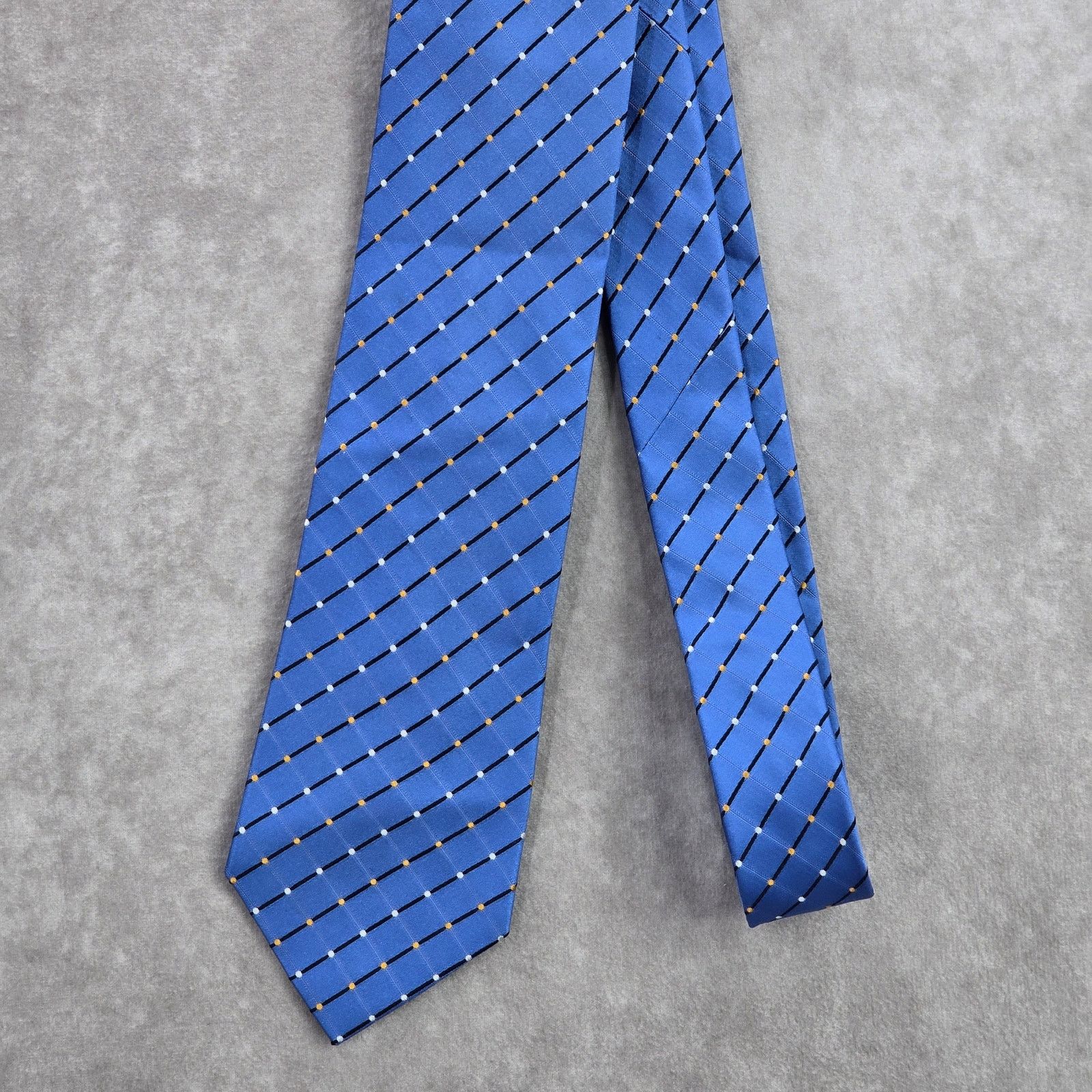 Geoffrey Beene Geoffrey Beene Blue Plaid Stripe Polka Dot Silk Neck Tie Men Size 30 - 2 Thumbnail