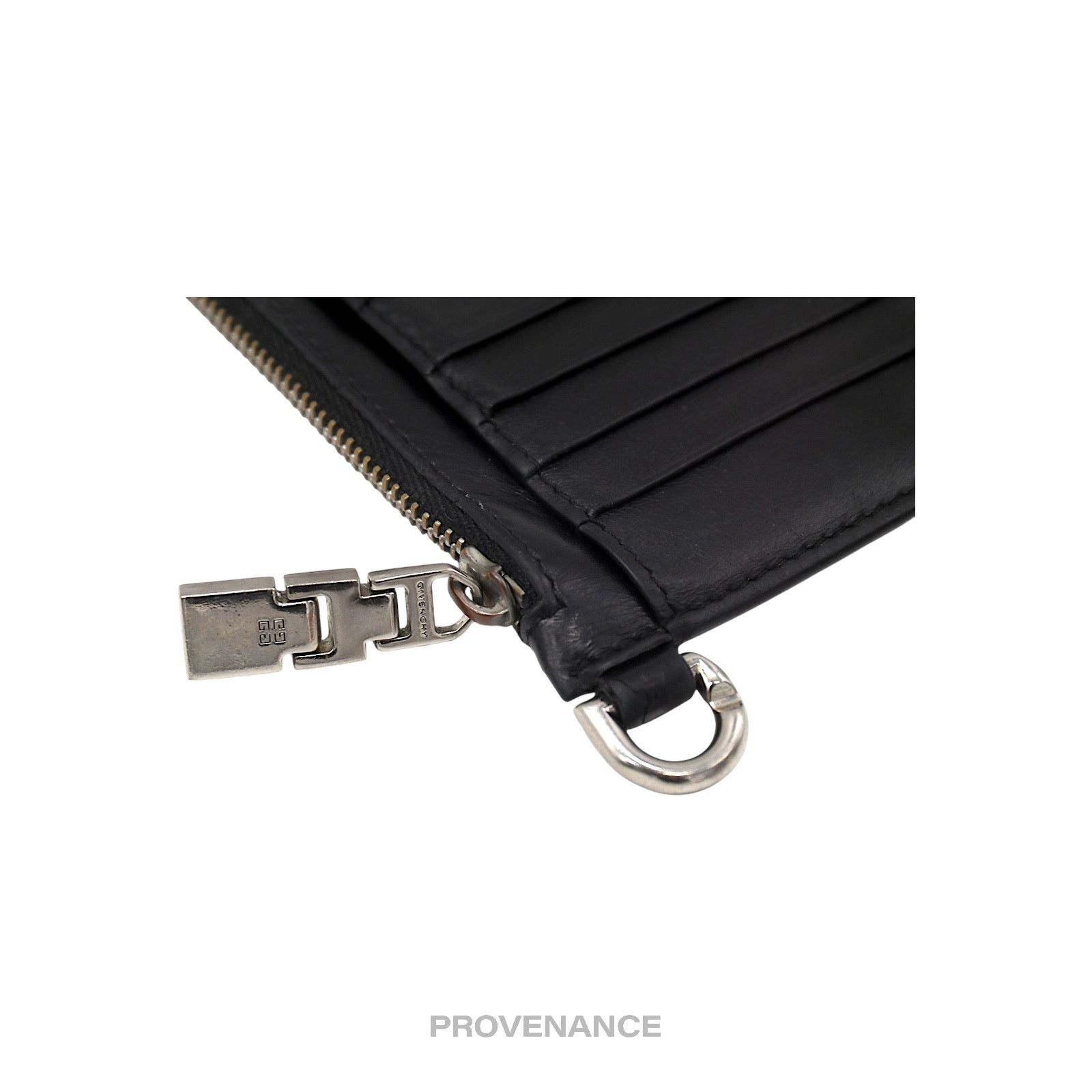 Givenchy 🔴 Givenchy 4G Logo Zip Card Holder Wallet - Black Leather Size ONE SIZE - 8 Thumbnail