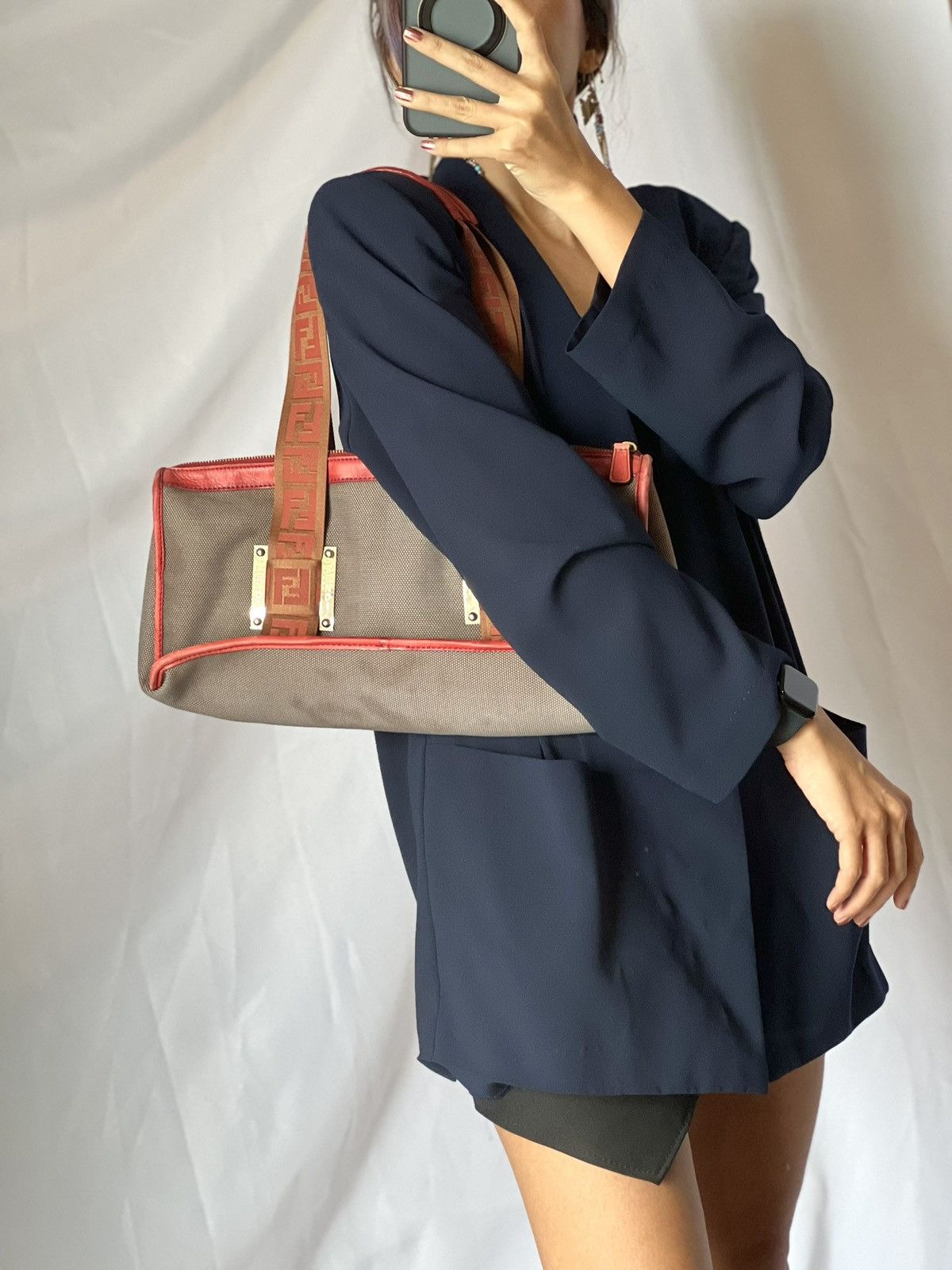 Fendi Fendi Zucca Canvas Tote – Red Trim Edition Size ONE SIZE - 20 Thumbnail