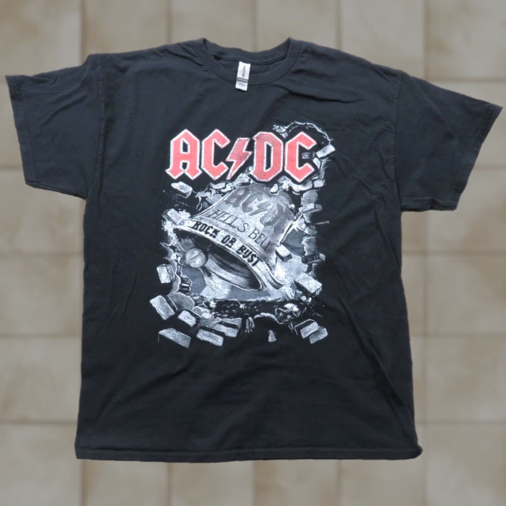 Gildan VK-AC/DC Hells Bells Rock Black Graphic Gildan Heavy Cotton T-Shirt Adult XL Size US XL / EU 56 / 4 - 1 Thumbnail