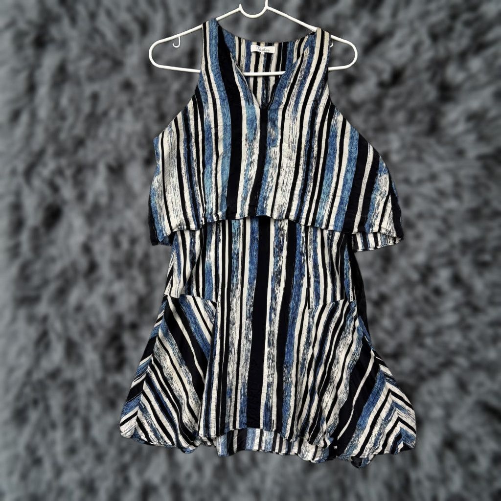 Parker Parker Sundress Women's Short Silk Striped Multicolor Boho V-Neck Sleeveless S Lightweight Beach Casual Summer Dress Size S / US 4 / IT 40 - 1 Thumbnail