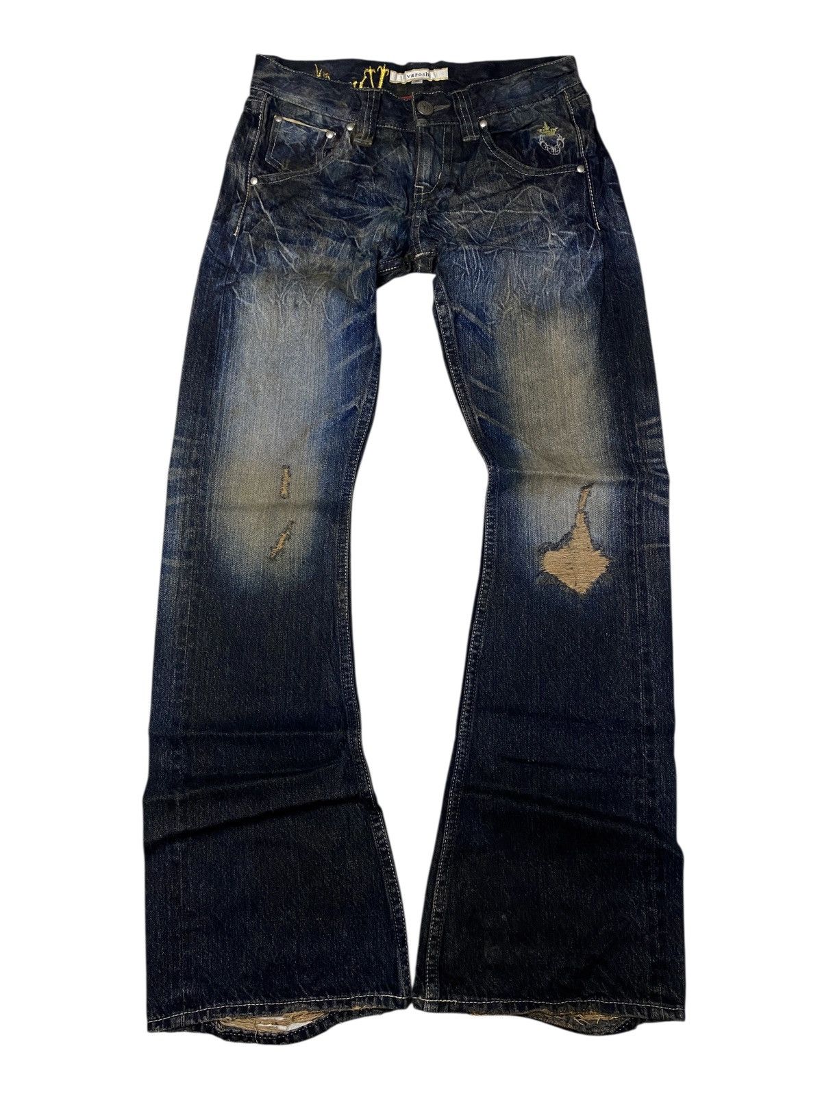If Six Was Nine 2000's Varosh Mudwash Flared Jeans Size US 27 - 1 Thumbnail