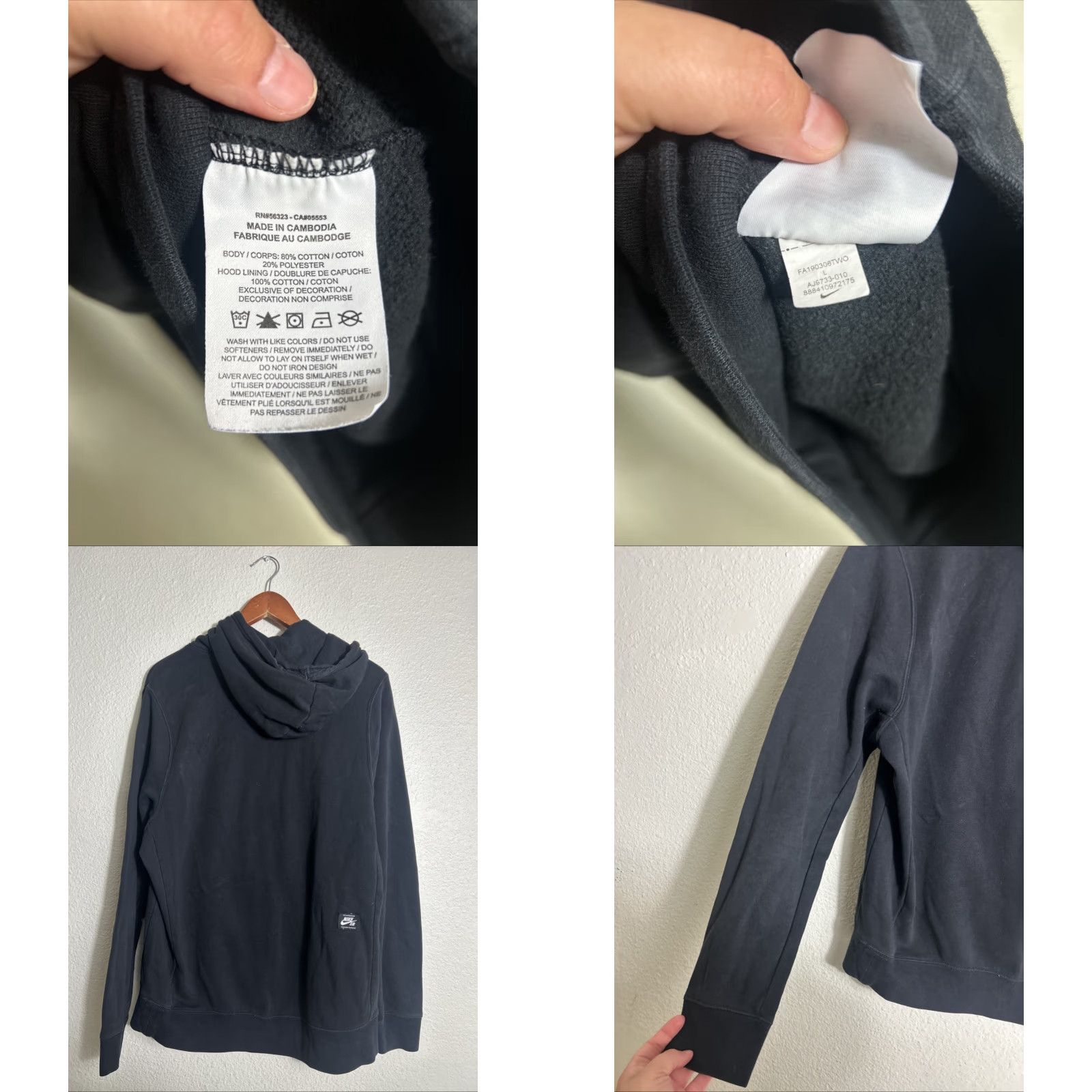 Nike Nike SB Icon Hoodie Men L Black Pullover Fleece Logo Graphic Print Cut Crew Neck Pockets Skateboarding Size US L / EU 52-54 / 3 - 8 Thumbnail
