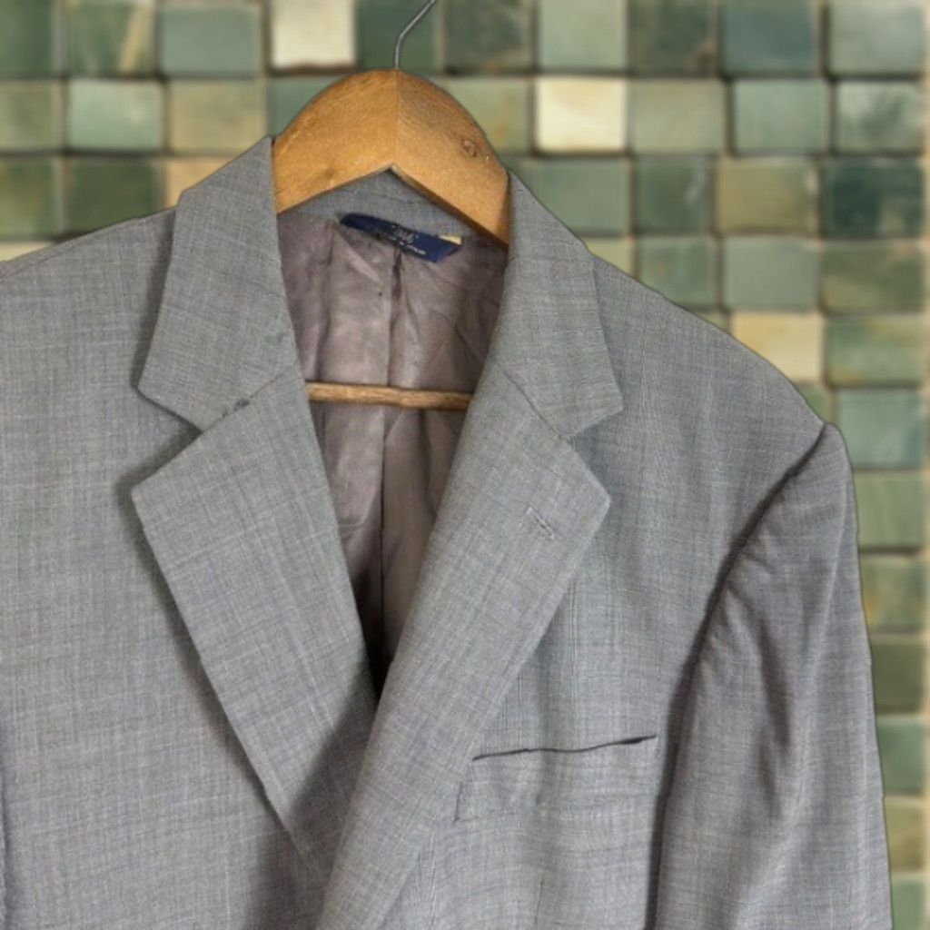 Brooks Brothers Brooks Brothers Blazer Jacket Mens 41R 2 Button Notch Lapel Wool Stretch Gray Solid Vented 4-Button Sleeve Regular Size 42R - 1 Thumbnail