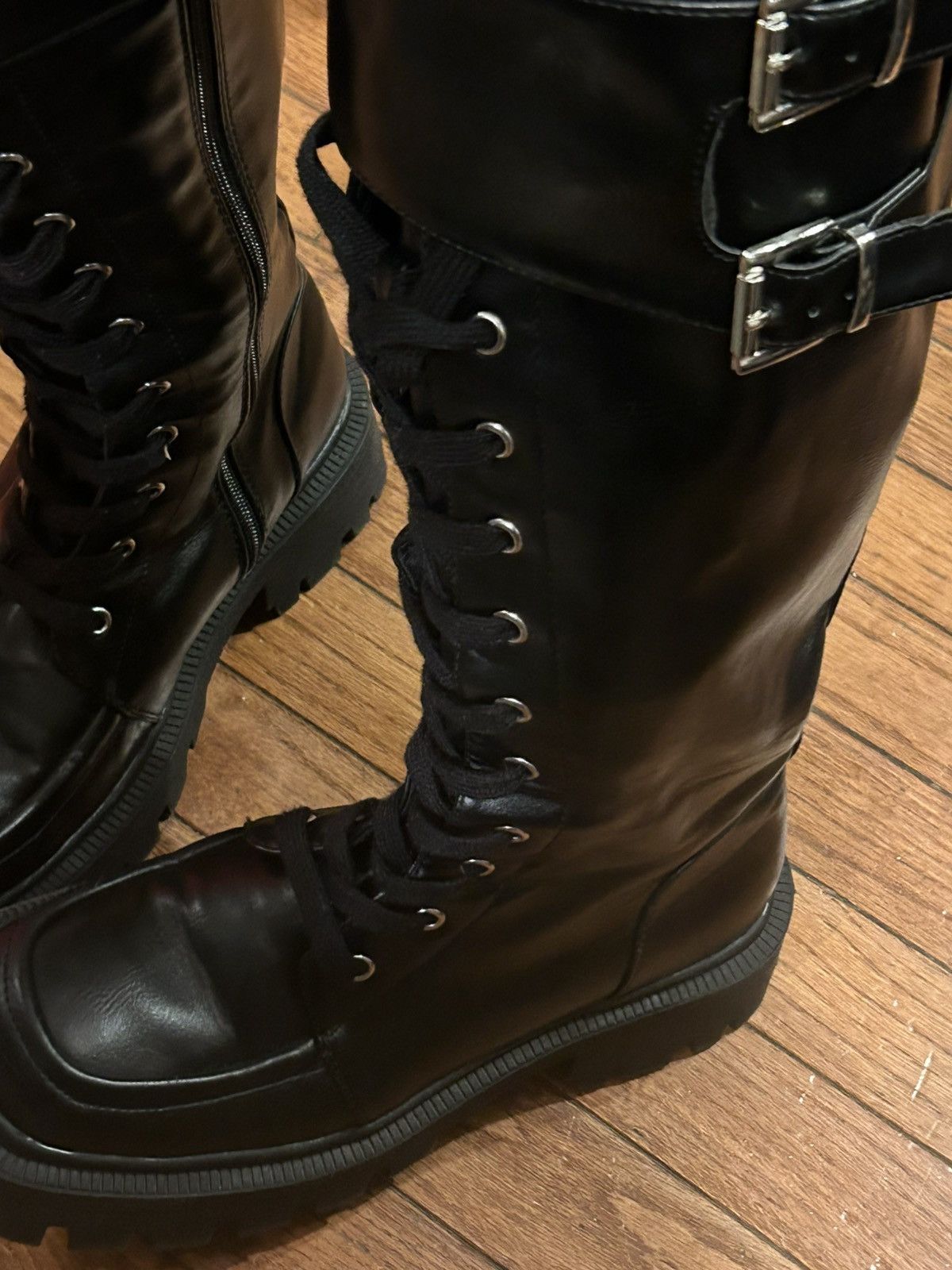 Asos ASOS Chunky Knee High Boots Lace Up Size US 7 / IT 37 - 1 Thumbnail