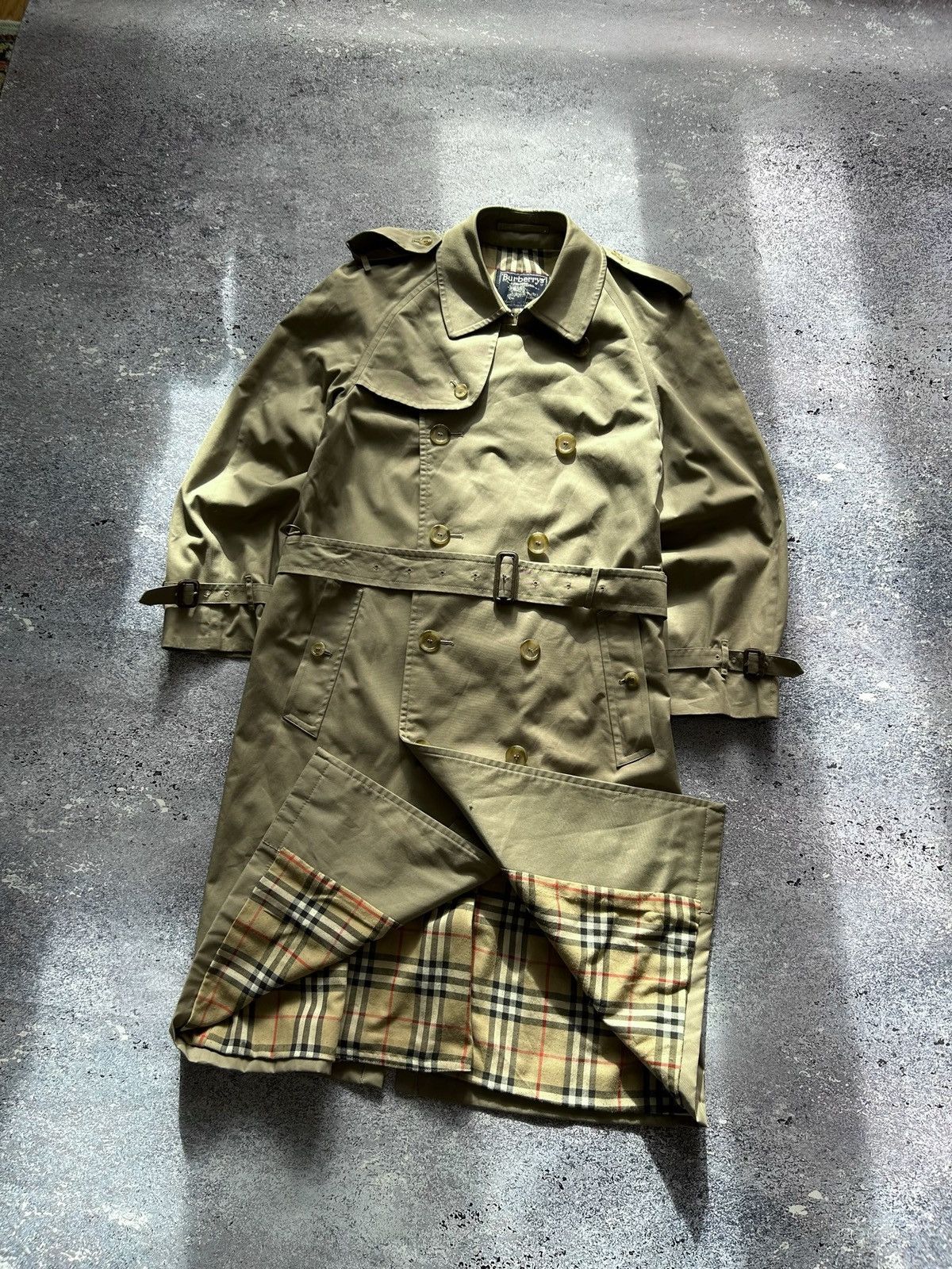 image of Burberry’S Trench Coat Nova Check Belted Designer Retro in Beige, Men's (Size Medium)