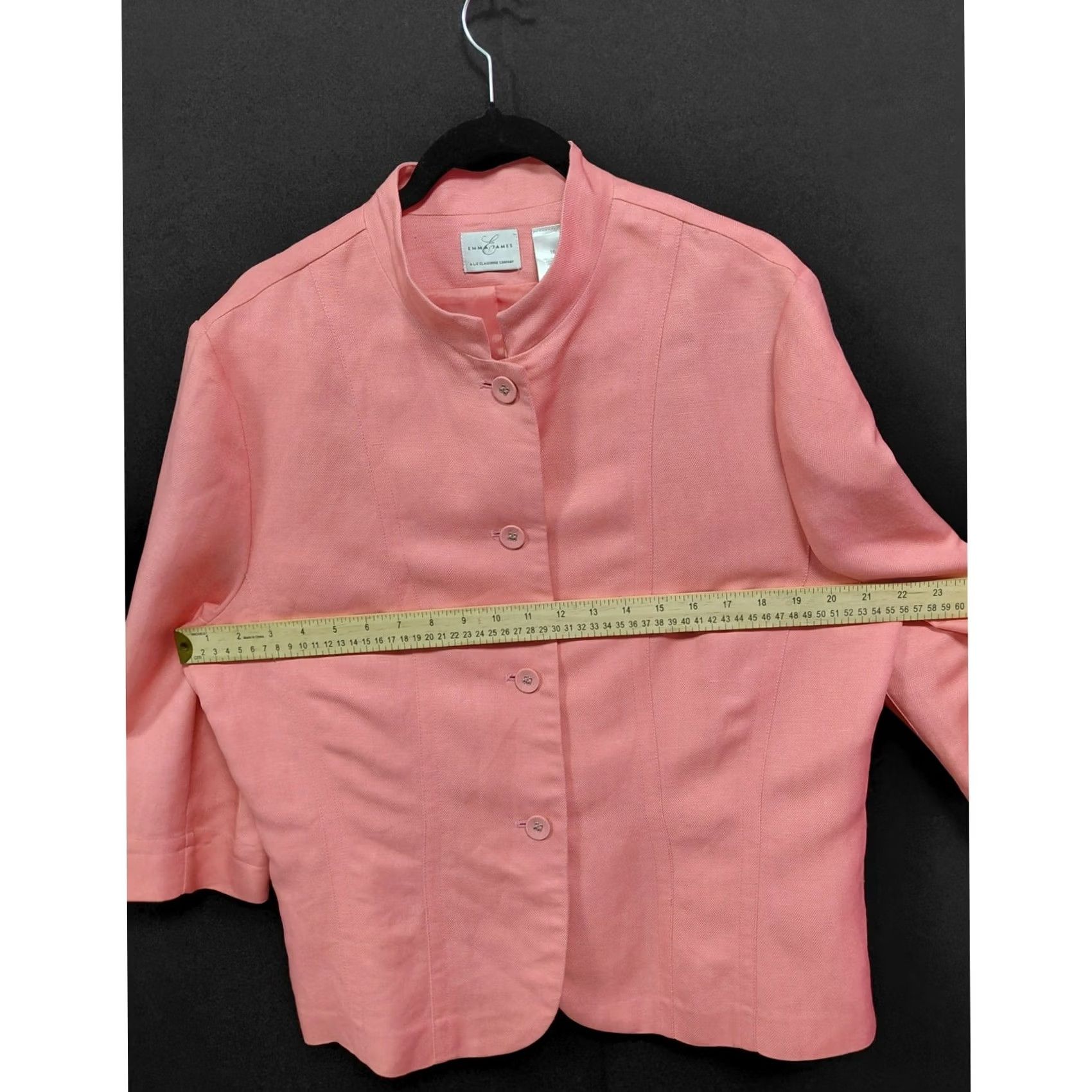 Vintage Emma James Blazer Linen Blend Pink Solid 3/4 Sleeve Size 16 Women Size XXL / US 16-18 / IT 52-54 - 6 Thumbnail
