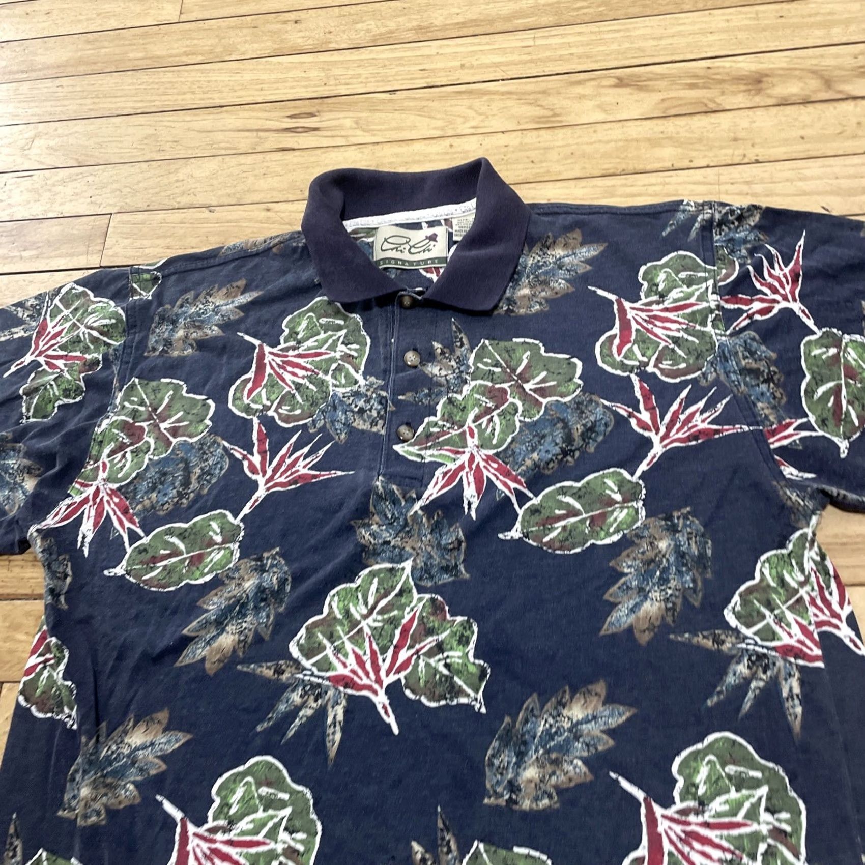 Vintage VINTAGE Chi Chi Polo Shirt Men M Blue Green Leaves Print 90s Retro Hawaiian Casual Polo Shirt Men M Size US M / EU 48-50 / 2 - 3 Thumbnail