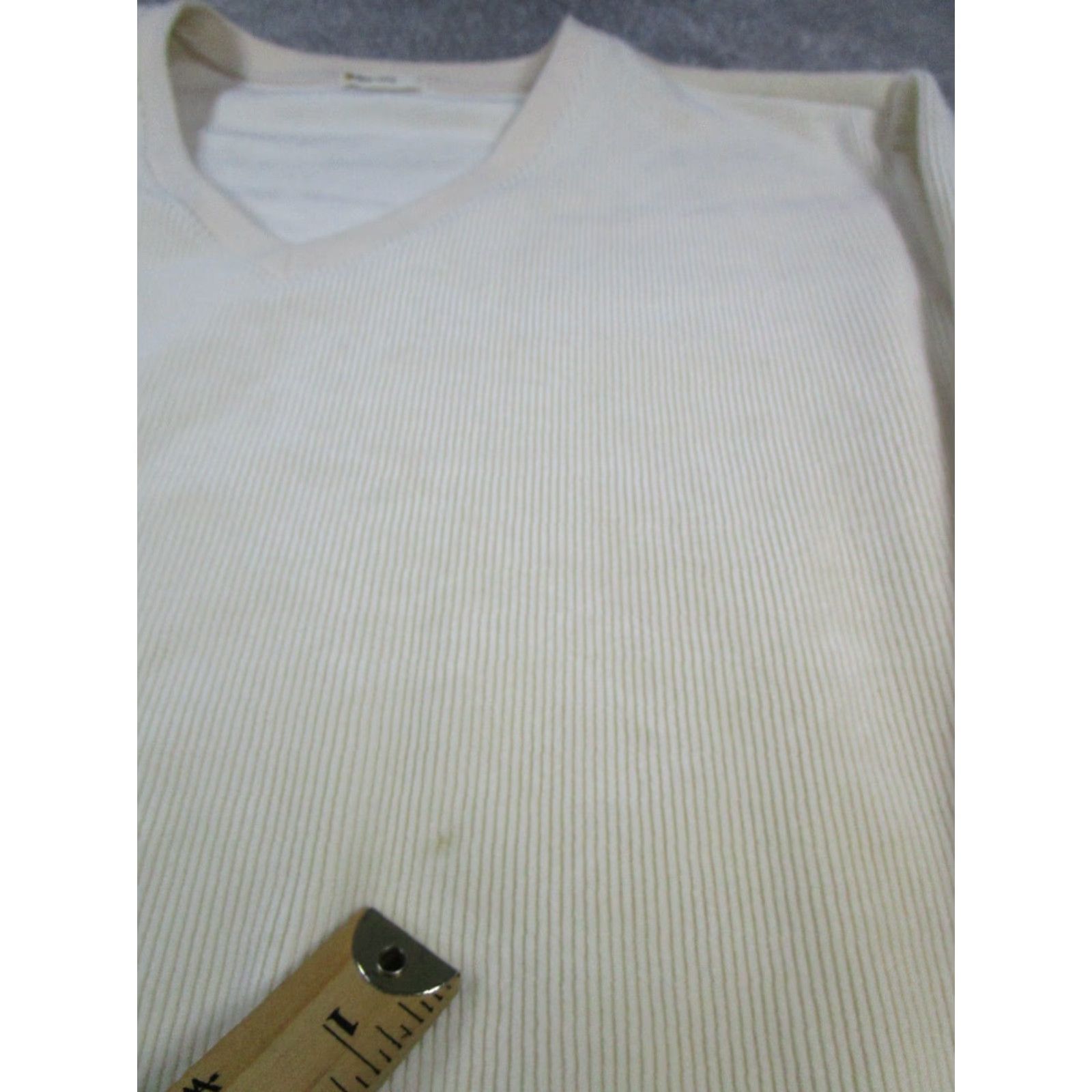 Marine Layer Marine Layer Sweater Womens L Ivory Ribbed Knit Pullover V-Neck Size L / US 10 / IT 46 - 5 Thumbnail