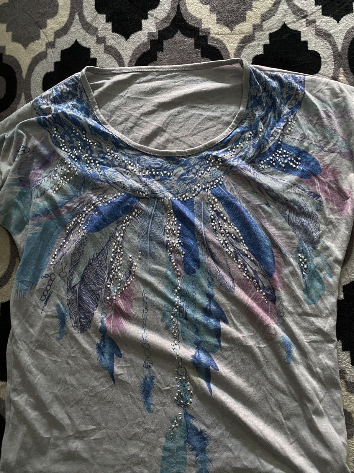 If Six Was Nine × Japanese Brand × Le Grande Bleu (L.G.B.) Japanese unknwn feather tee Size US M / EU 48-50 / 2 - 2 Thumbnail