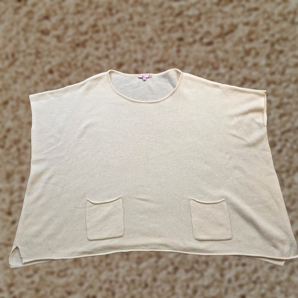 Vintage Calypso St Barth Sweater Womens Size XL White Cashmere Knit Short Sleeve Poncho Pullover Casual Size XL / US 12-14 / IT 48-50 - 1 Thumbnail