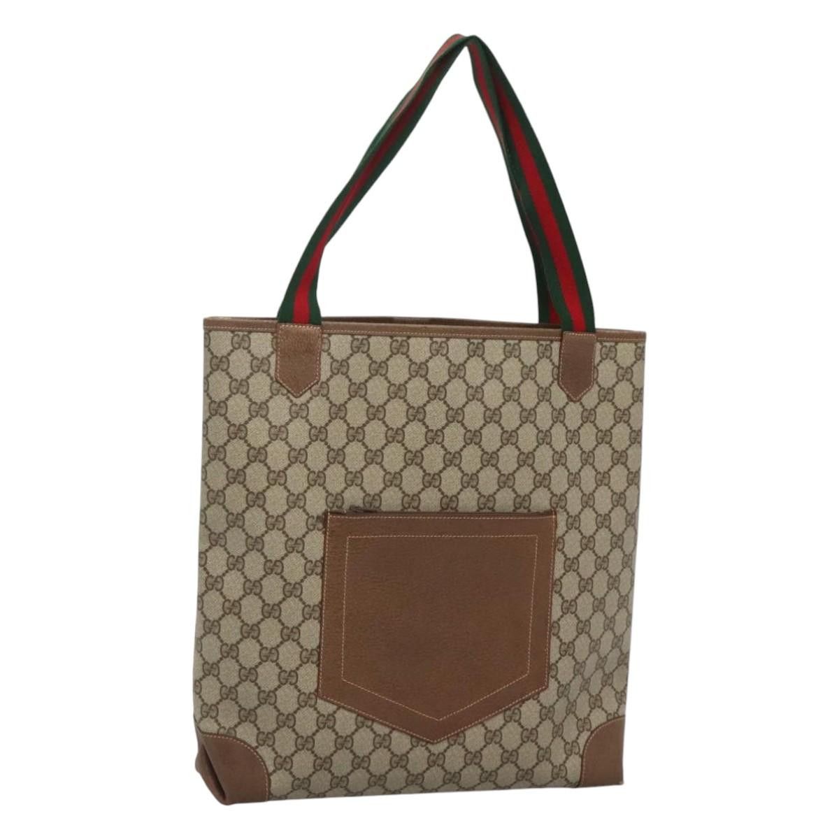 Gucci GUCCI GG Supreme Web Sherry Line Tote Bag Pvc Beige 002 904 Size ONE SIZE - 1 Thumbnail