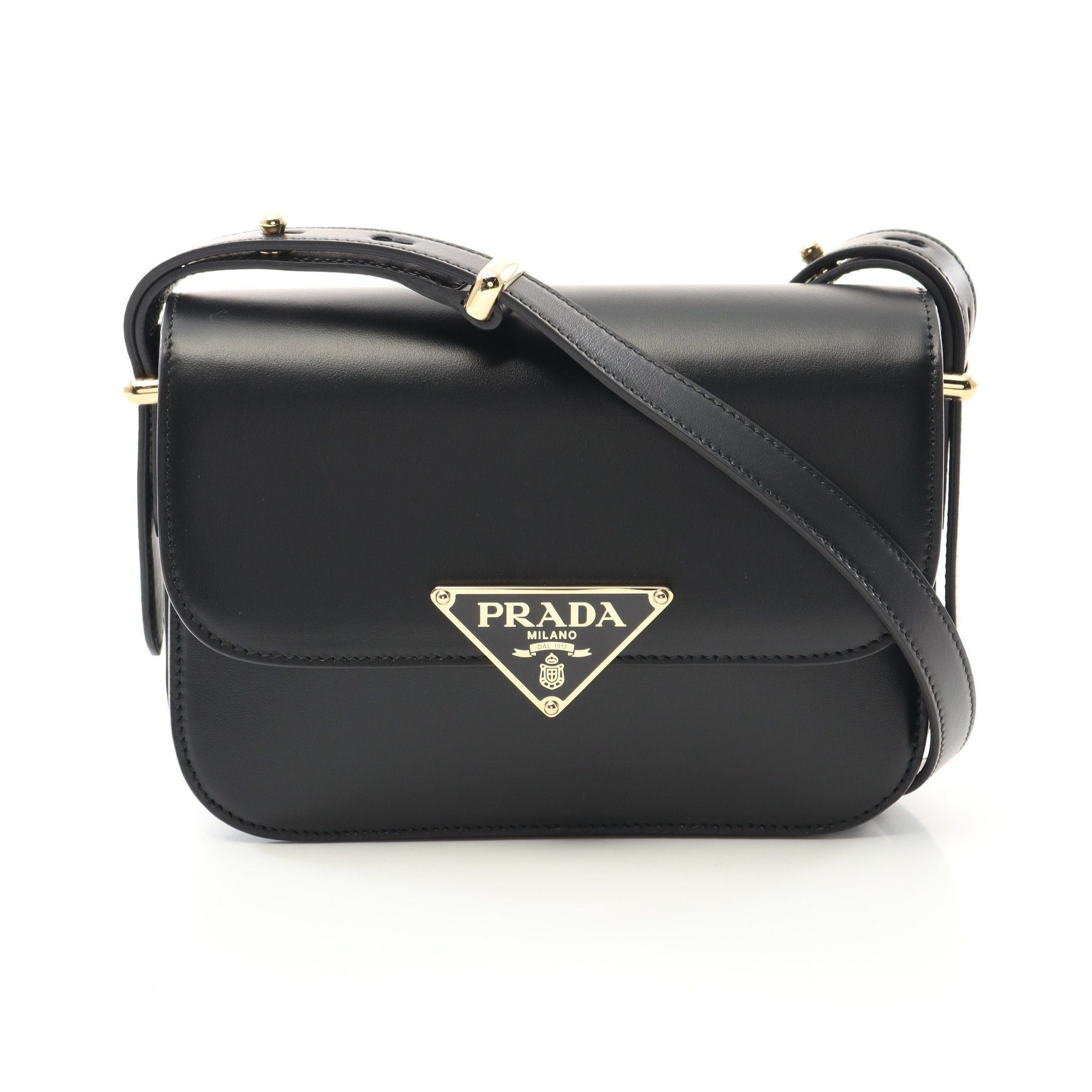 Prada Prada Soft Calf Shoulder Bag Leather Black Size ONE SIZE - 1 Thumbnail