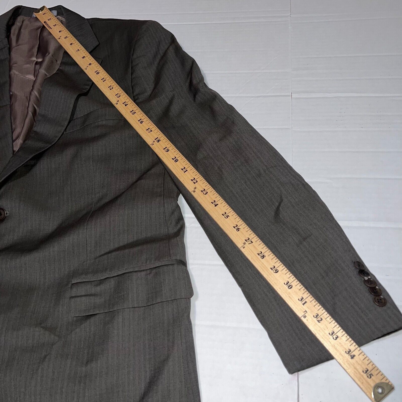 Oscar De La Renta Men’s Oscar De La Renta Grey Striped Blazer 46R W41 Wool 2B Size 46R - 12 Thumbnail