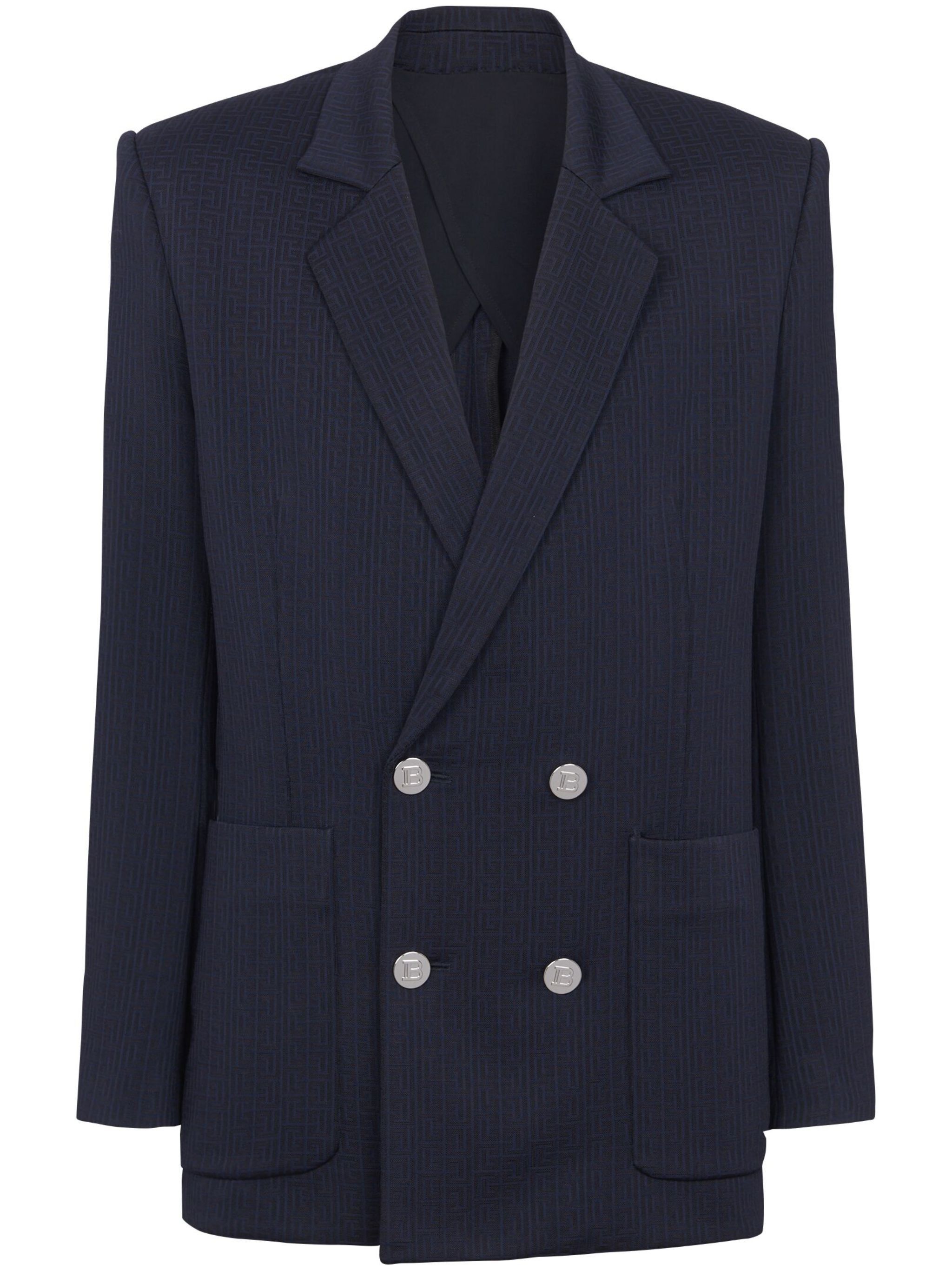 Balmain o1s1wg110125 Double-breasted Blazer in Blue Size US M / EU 48-50 / 2 - 1 Thumbnail