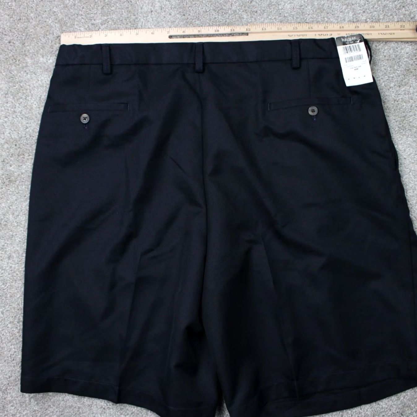 Haggar Haggar Mens 40 Blue Pleated 100% Polyester Bermuda Shorts NWT Inseam 10" Zip Pockets Flat Front Casual Golf Stretch Lightweight Size US 40 / EU 56 - 6 Thumbnail