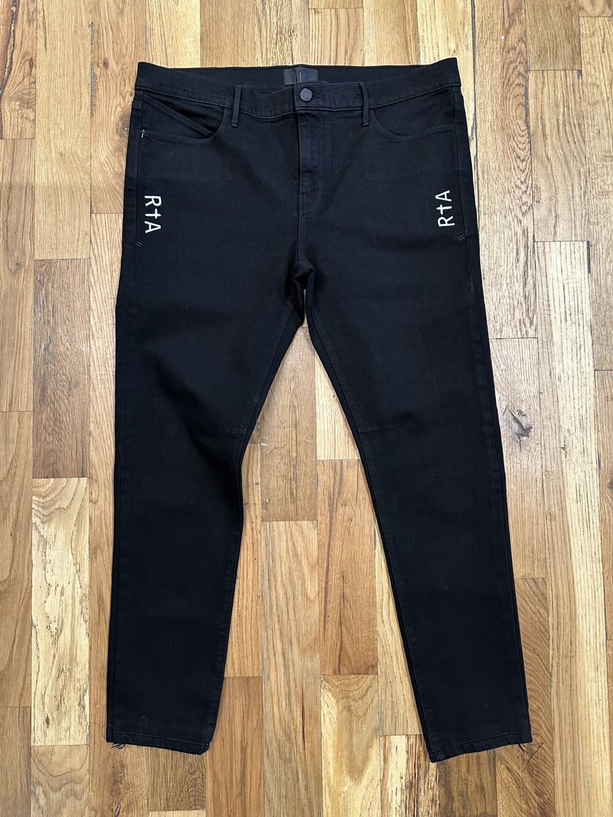 Rta White Spell Black Denim Jeans Size 38