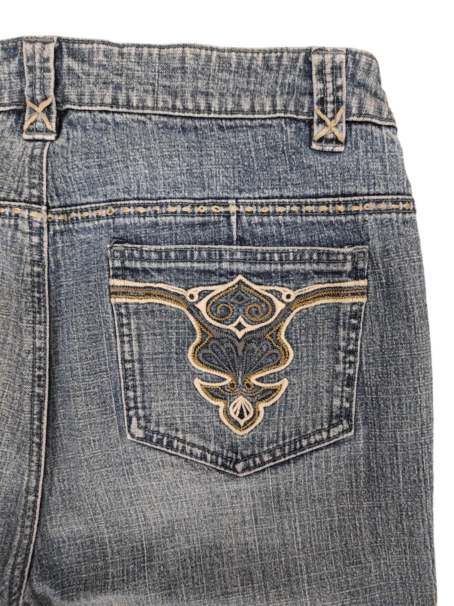 If Six Was Nine Flare Jeans La Redoute Tribal Clawmark Faded Bootcut Y2k Size US 31 - 18 Thumbnail