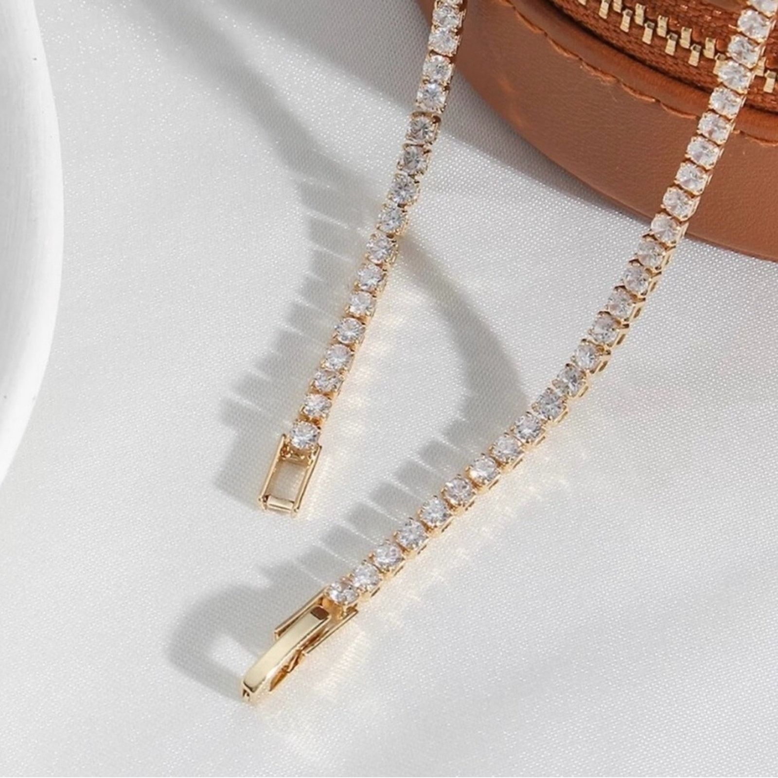 Other NEW 14K DIAMOND CHOKER TENNIS CHAIN NECKLACE 13.5” Size ONE SIZE - 4 Thumbnail