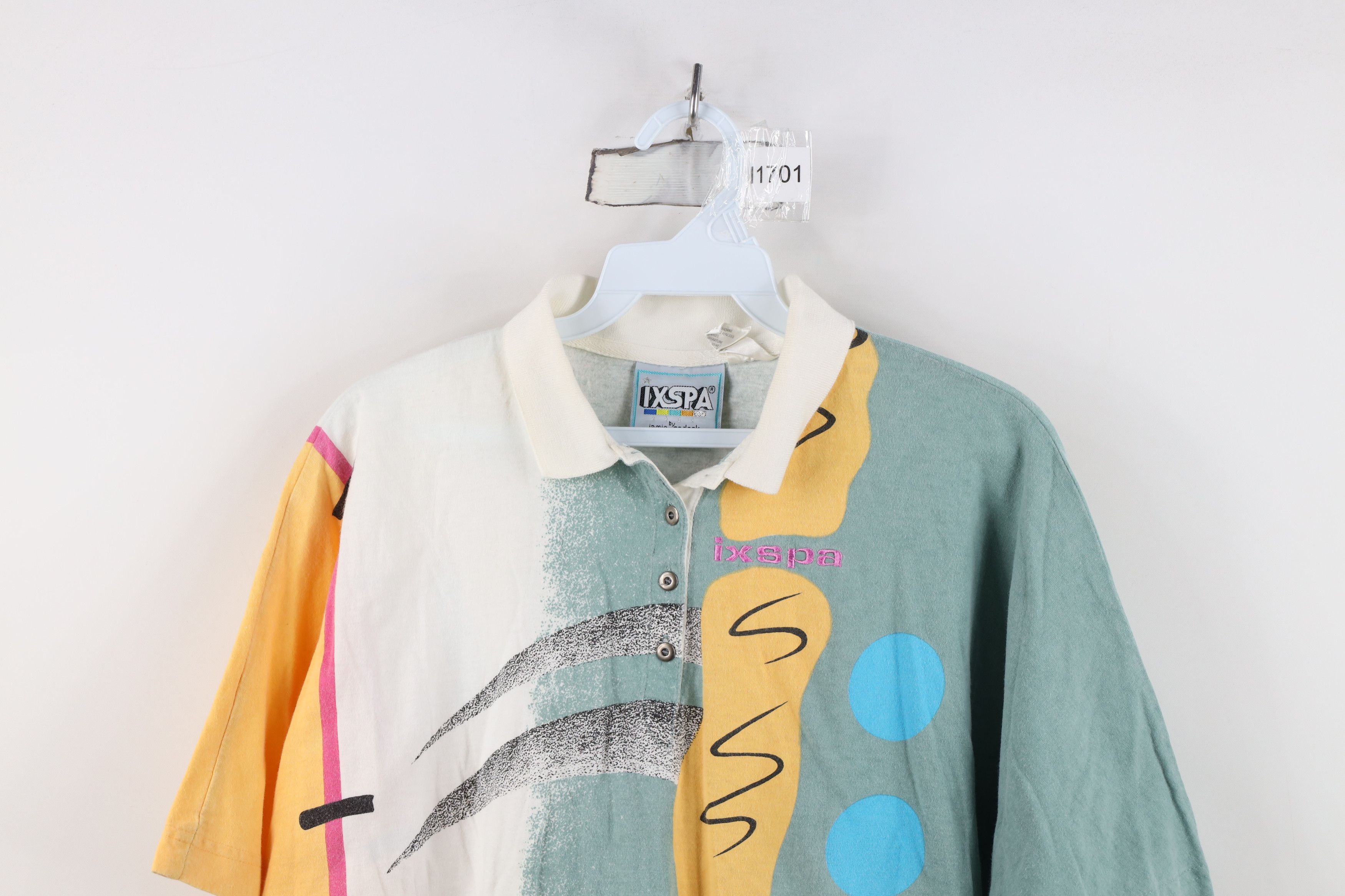 Vintage Vintage 80s Mid Mod Abstract Dolman Sleeve Golf Polo Shirt Size M / US 6-8 / IT 42-44 - 2 Thumbnail