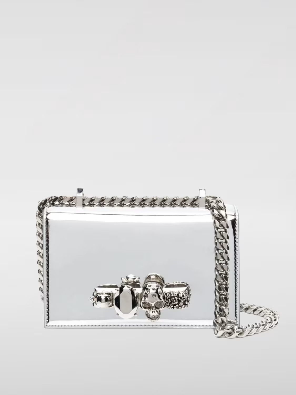 Alexander McQueen o1s22i1n1024 Size: OS / Mini Jewelled Satchel Bag in Silver Size ONE SIZE - 1 Thumbnail