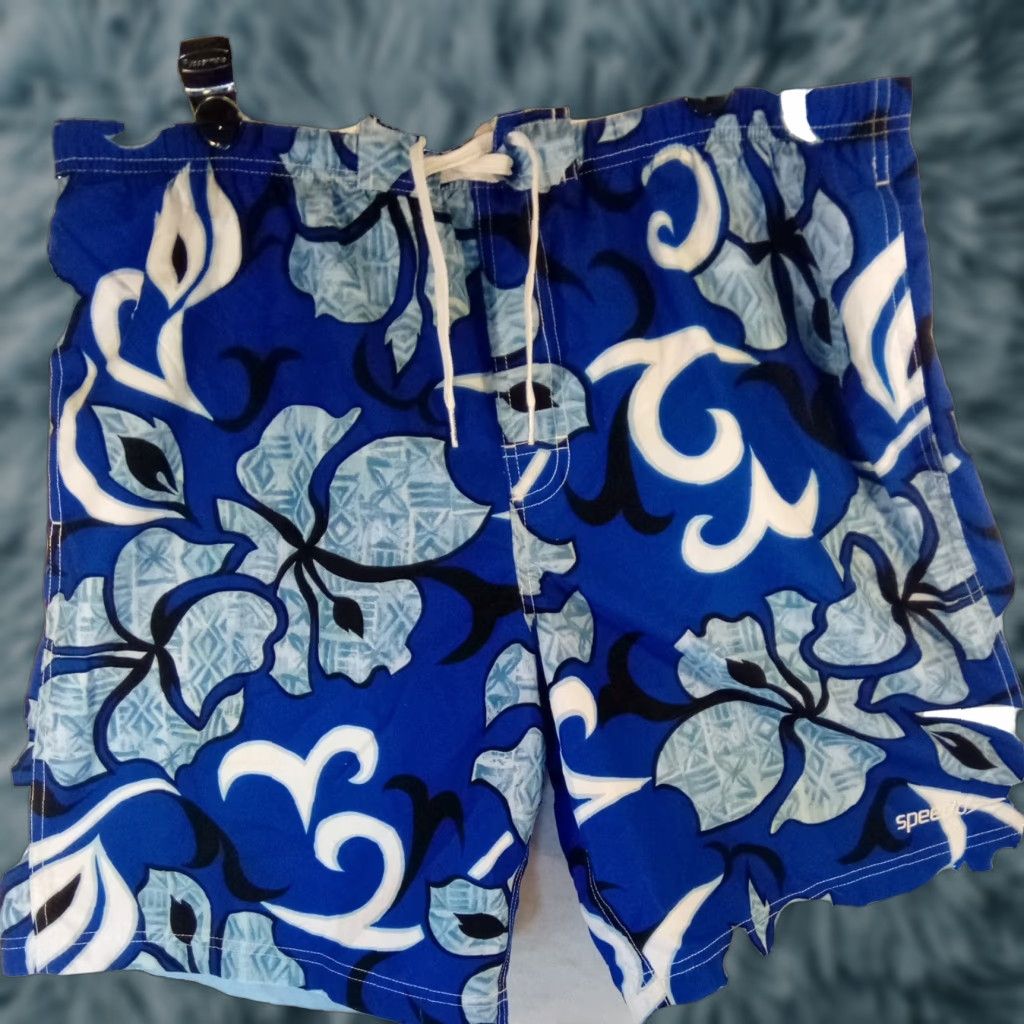 Speedo Speedo Swim Shorts Trunks / Big & Tall Waist 40-42 Floral Blue Pockets Drawstring Lined Beach Surfing Size US 40 / EU 56 - 1 Thumbnail