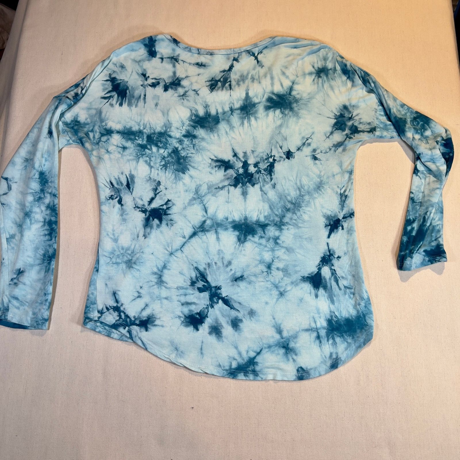 Other Pink Rose Blue Tye Dye Wavy Hem Long Sleeve Shirt Woman's M Size M / US 6-8 / IT 42-44 - 3 Thumbnail