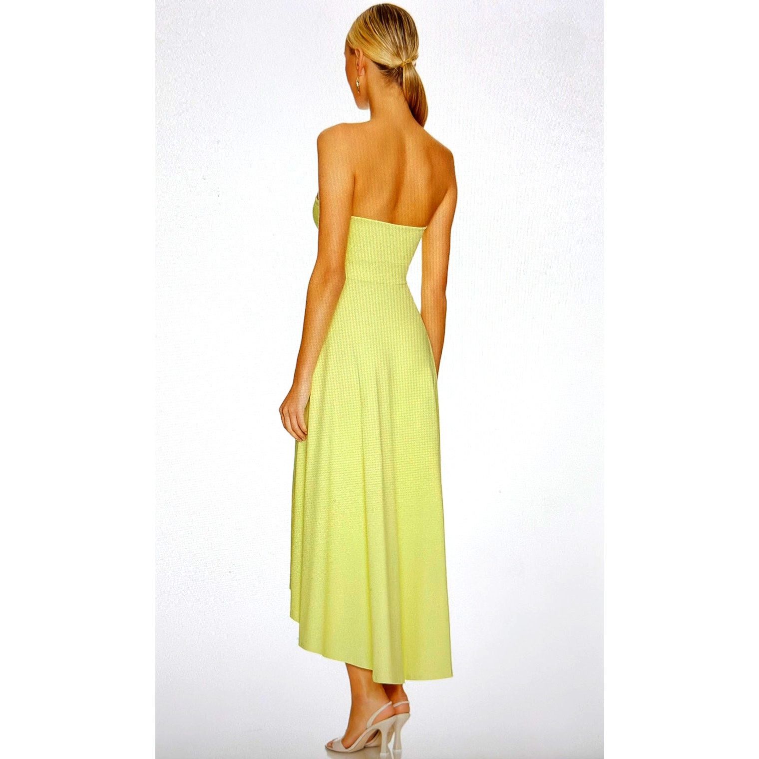 Susana Monaco Susana Monaco High Low Wired Midi Dress Pale Lime S Size S / US 4 / IT 40 - 4 Thumbnail