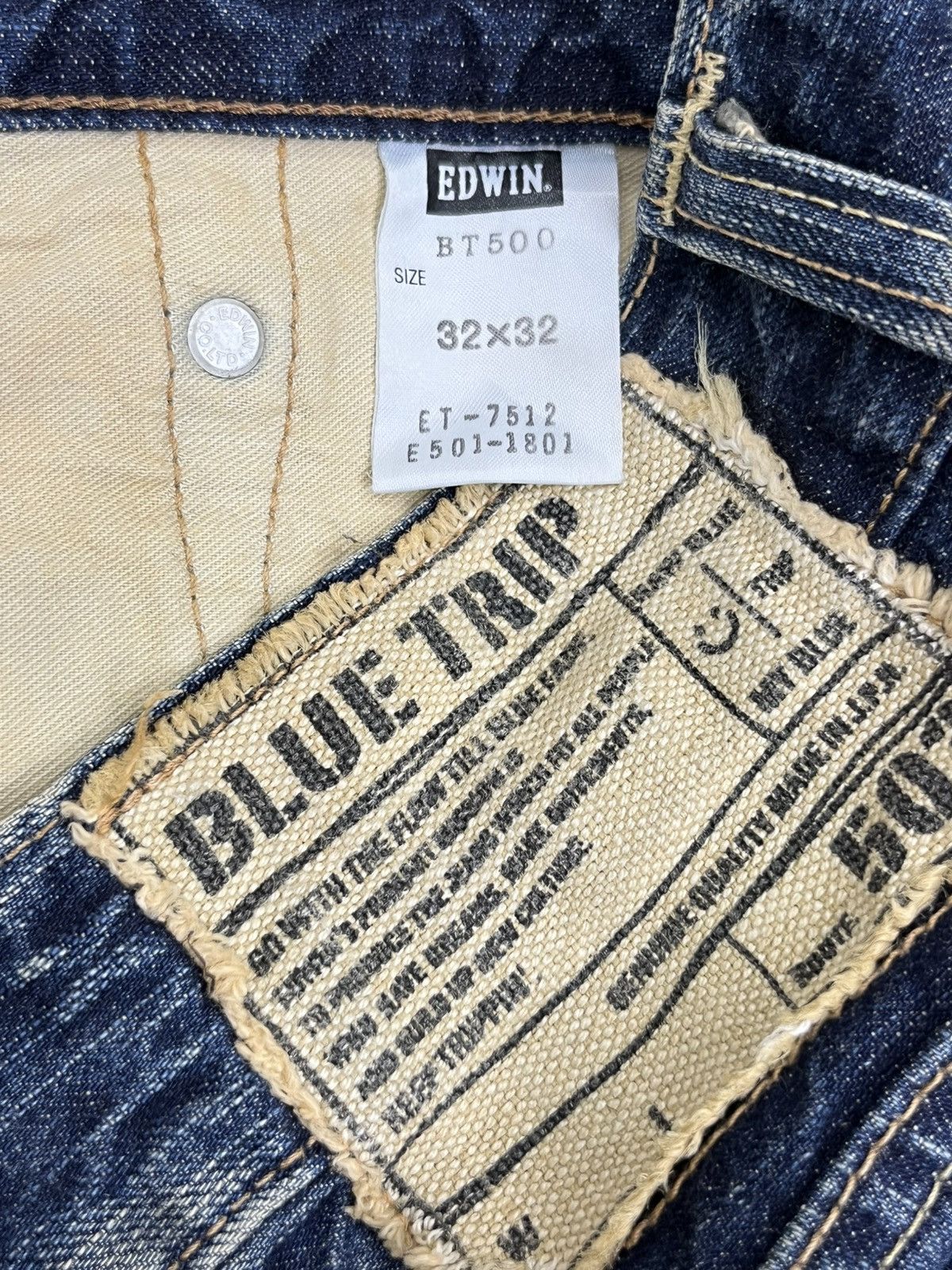 🔥Vintage FLARE EDWIN 503 BLUE TRIP RAW BLUE MUDWASH DENIM