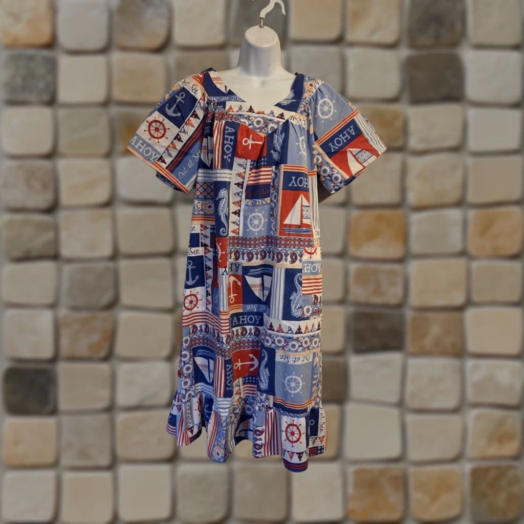 Nautica VINTAGE Anthony Richards House Dress Muumuu Womens M Patriotic Nautical Size M / US 6-8 / IT 42-44 - 1 Thumbnail